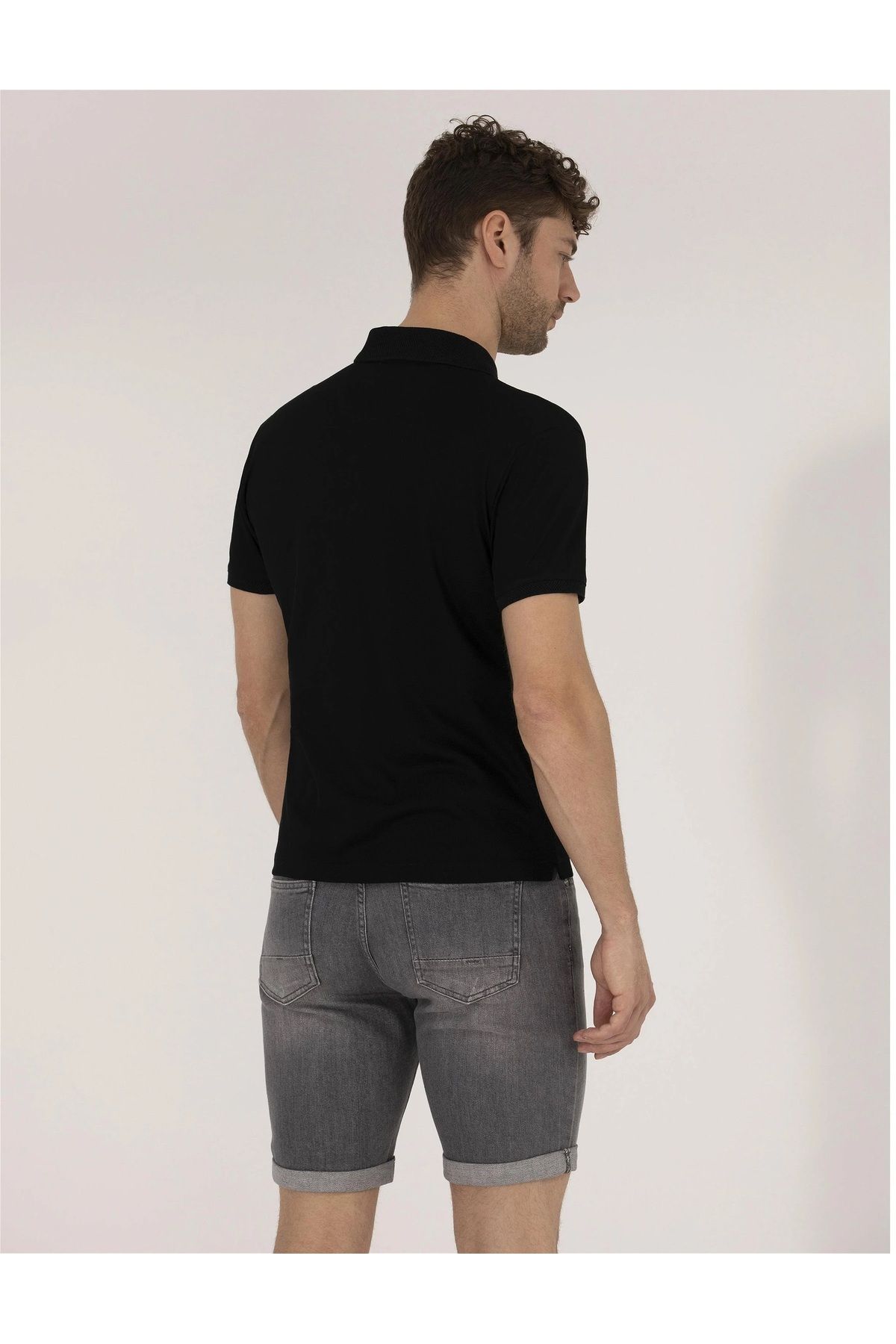 تی شرت یقه پولو مشکی مردانه SLIM FIT POLO YAKA 100 ٪ پنبه Pierre Cardin