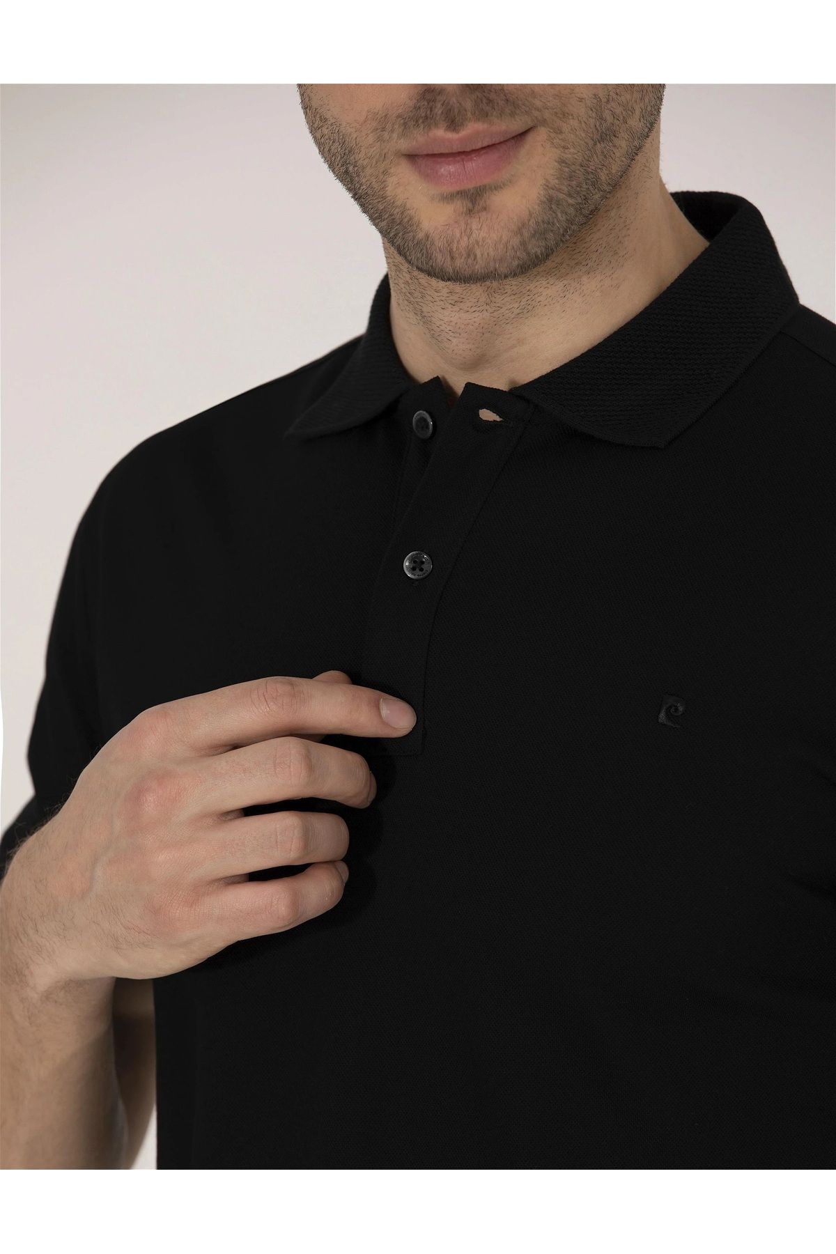 تی شرت یقه پولو مشکی مردانه SLIM FIT POLO YAKA 100 ٪ پنبه Pierre Cardin