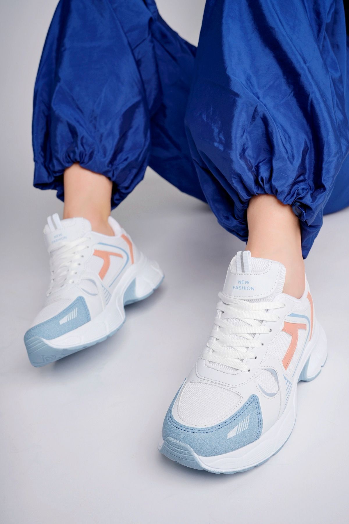 McDark  Kadın Spor Beyaz Pudra Snekars Ayakkabı - Görsel 5