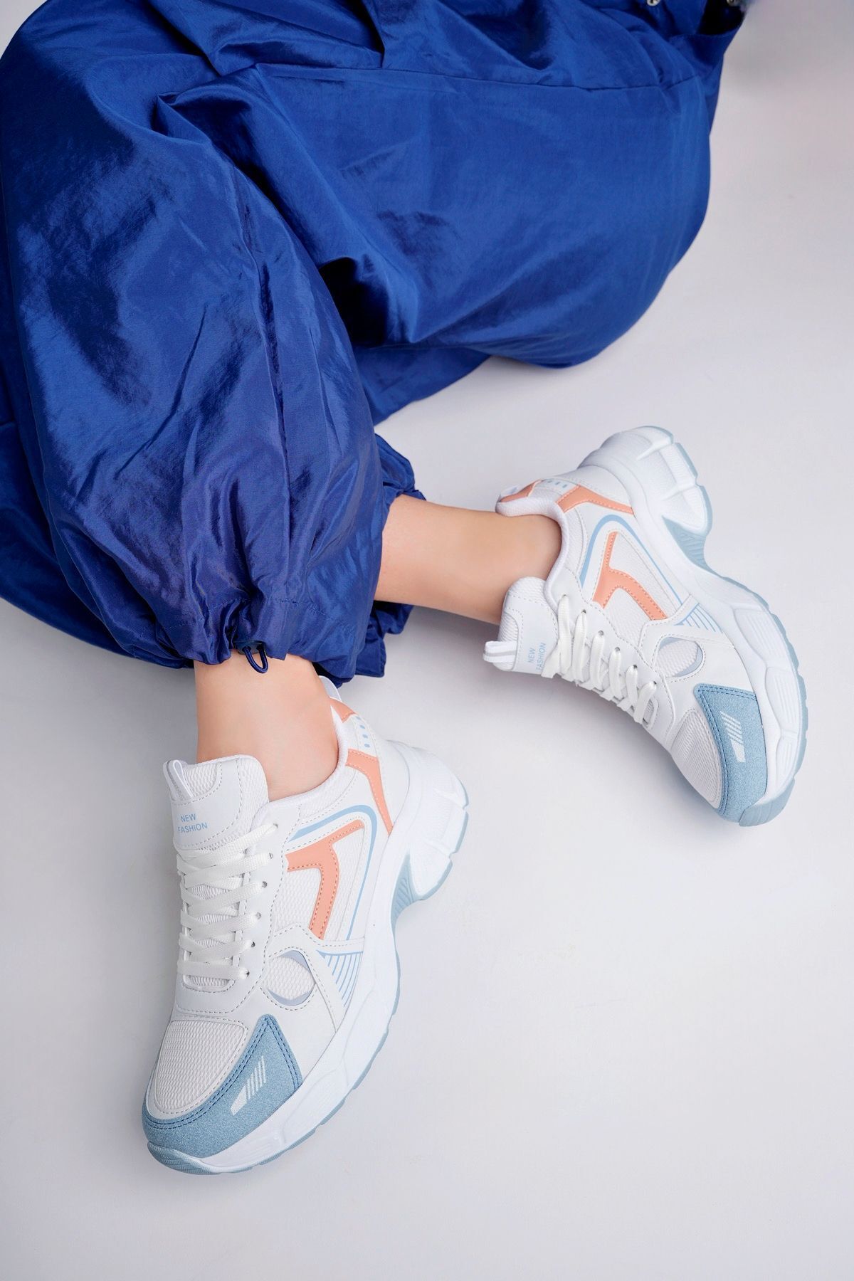 McDark  Kadın Spor Beyaz Pudra Snekars Ayakkabı - Görsel 4