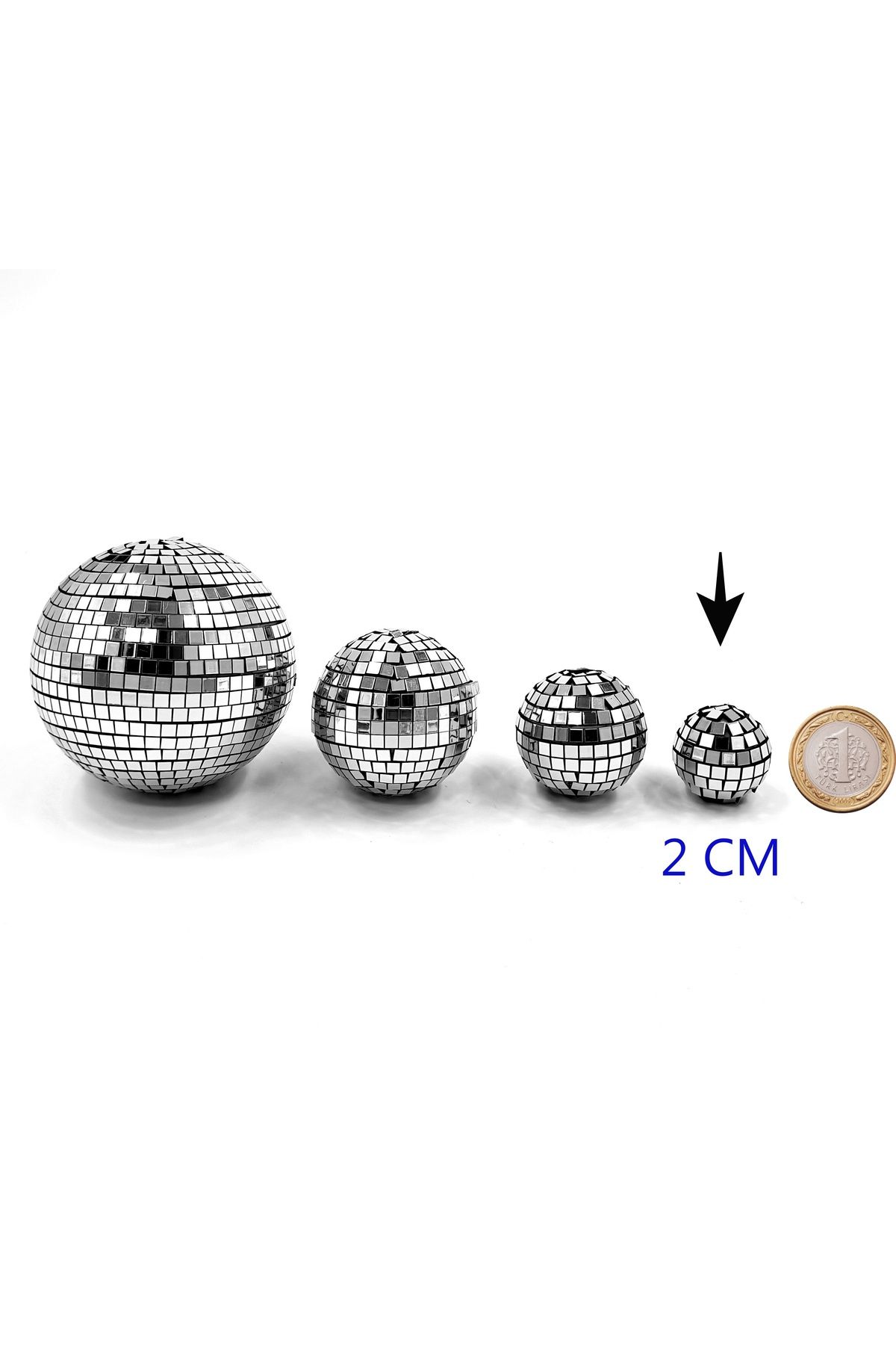 bizdenpastacılık-Disco Ball 2 cm 3 Pieces Gonderelectric Disco Ball Cake Ornament, Disco Ball Cake Decorations 3