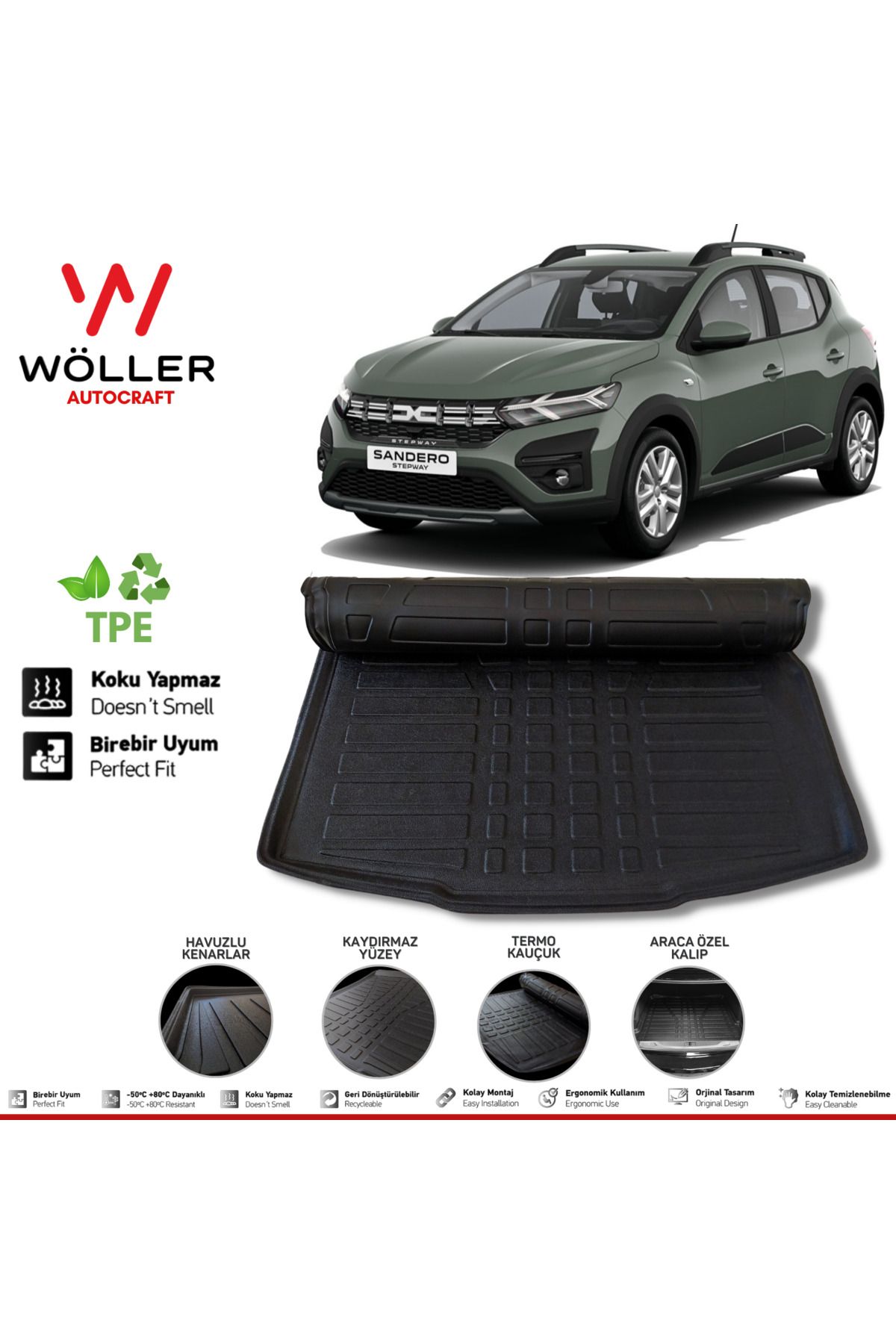 Wöller Dacia Sandero Stepway Багажный бассейн Sandero после 2021 года 3d Ultraflex Flexible wöllerultraflex149