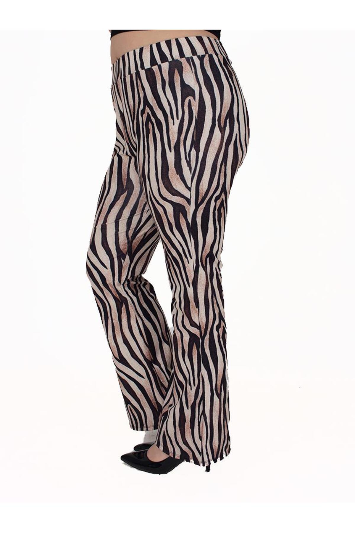 Truva XXL Büyük Beden Kadın Giyim Dalgıç Kumaş Ispanyol Tayt Desenli T218