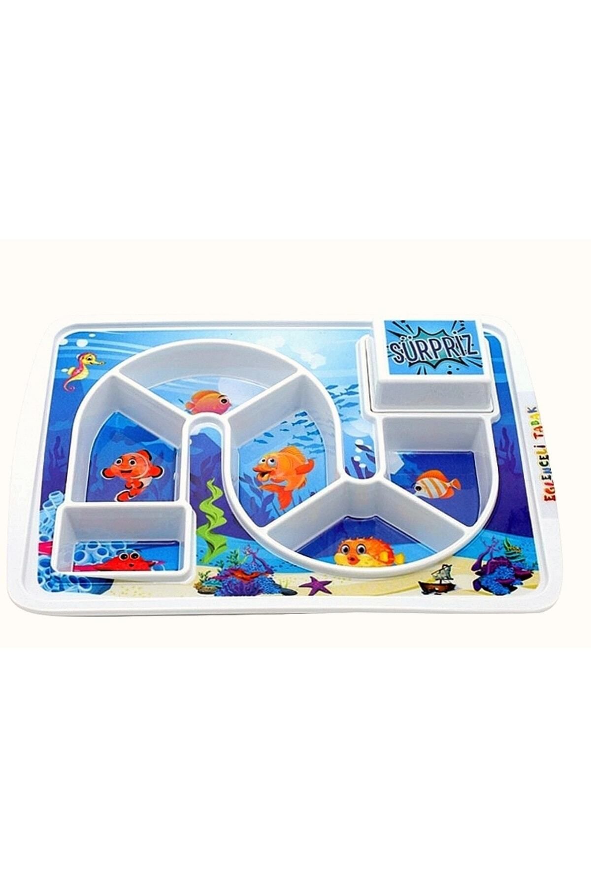 DERELİ MATBAA-Children's Nutrition Food Breakfast Plate Aquarium Themed Fun Plate with Surprise 23X30.5X3Cm 3