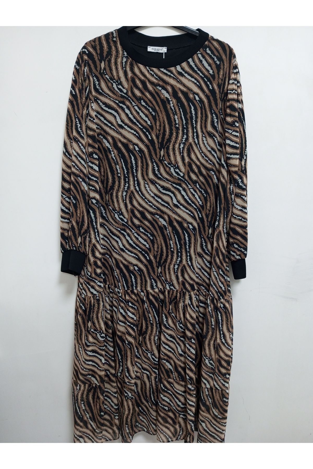 AKŞEN GİYİM-Plus Size Suitable for Hijab Leopard Print All Lined A Size Thin Looking Chiffon Dress 2