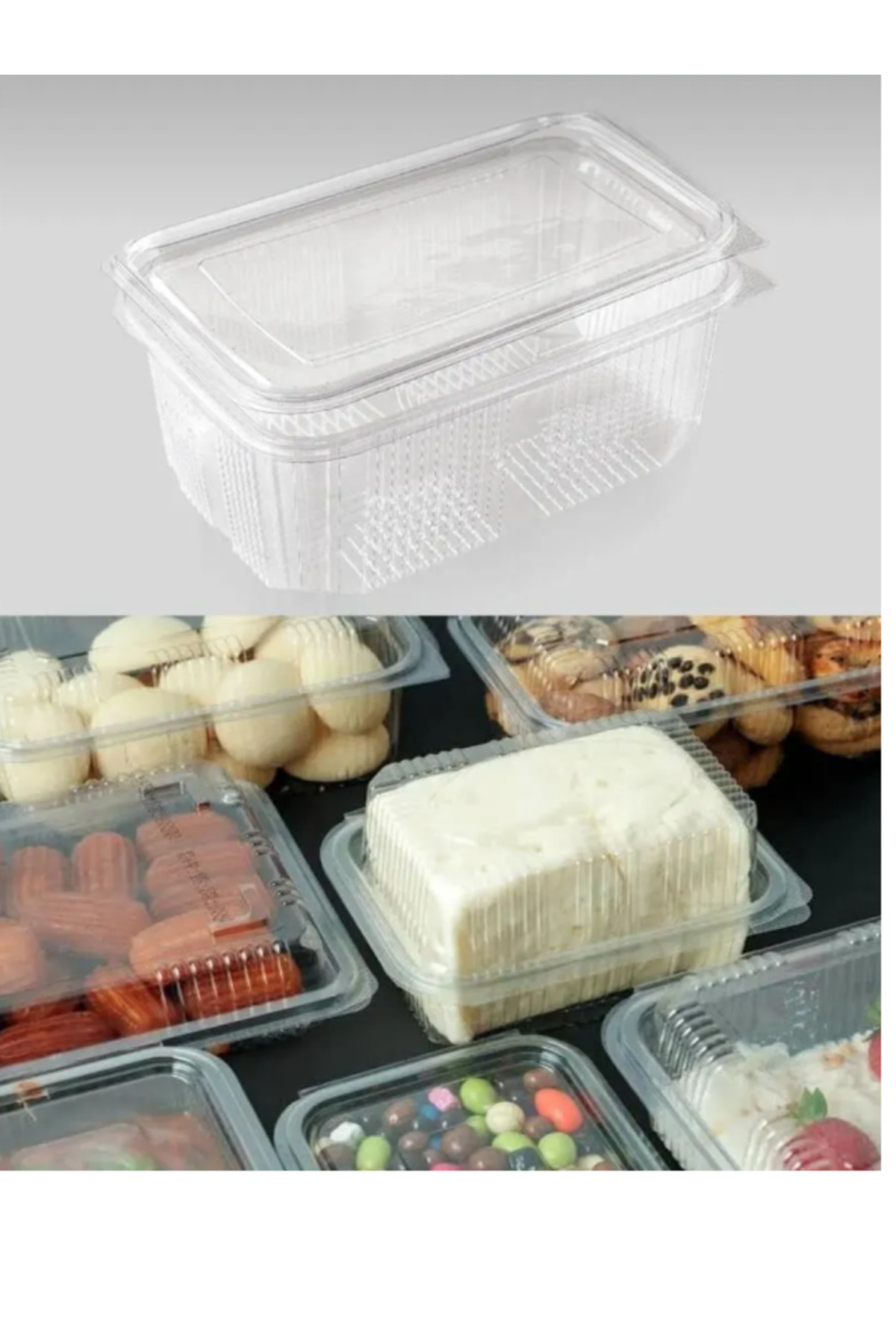 Tusemix Plastik Sızdırmaz Kap 375gr-cc Kullan At Tek Kullanımlık Kapaklı Dikdörtgen Kase 100 Adet — Koksal Pack — Piknik Malzemesi