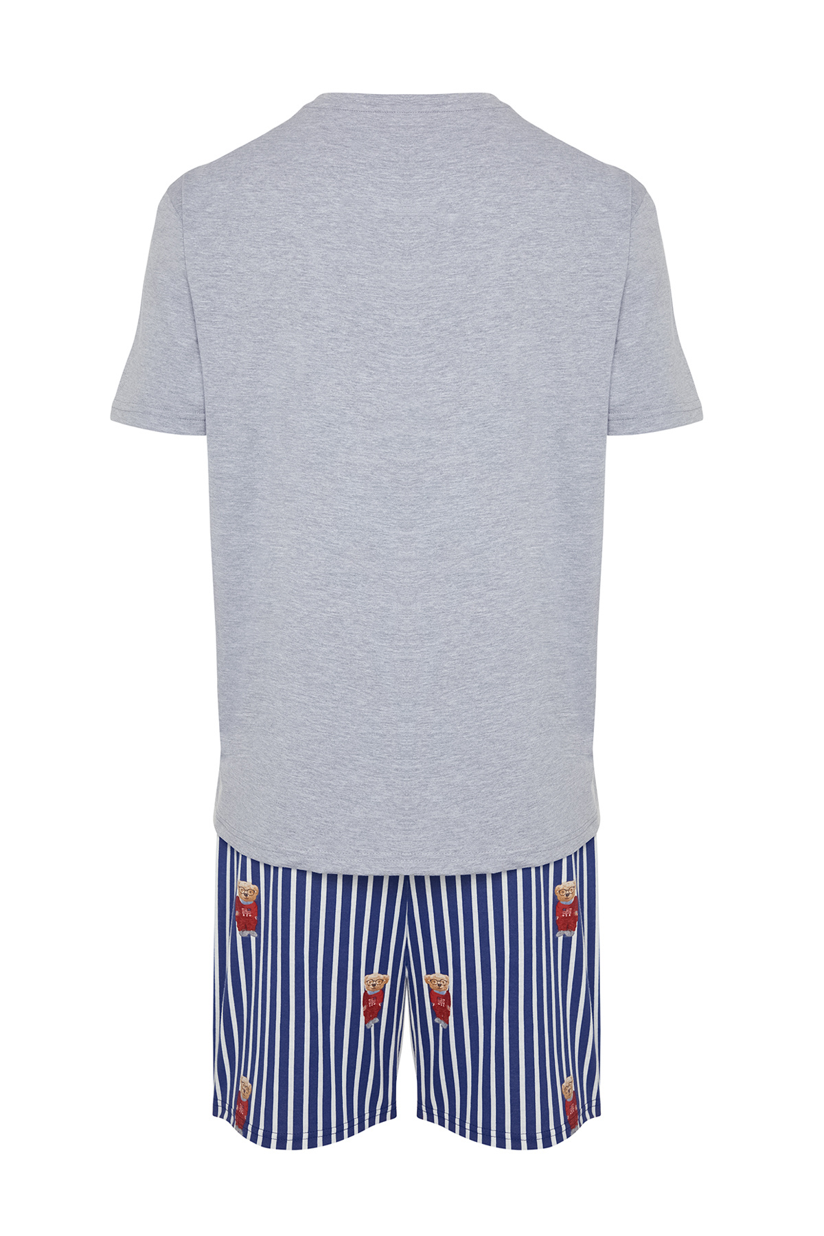 Trendyol Collection-Сірий піжамний комплект з принтом Orme в клітинку TMNSS24PT00034 8