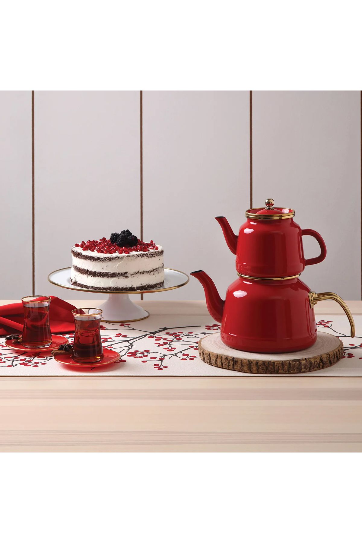 Karaca-Troy Rot Teekannen Set, Caydanlık, Tee, Tea, Tea Maker Türkische Teekanne, Tea Pot, Turkische 3