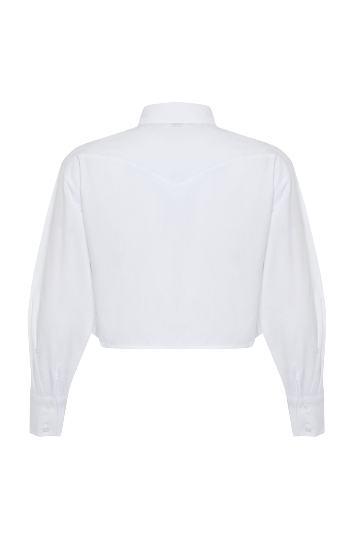 Trendyol Collection-Екрю ткана сорочка оверсайз широкого крою з великими кишенями TWOSS24GO00080 8