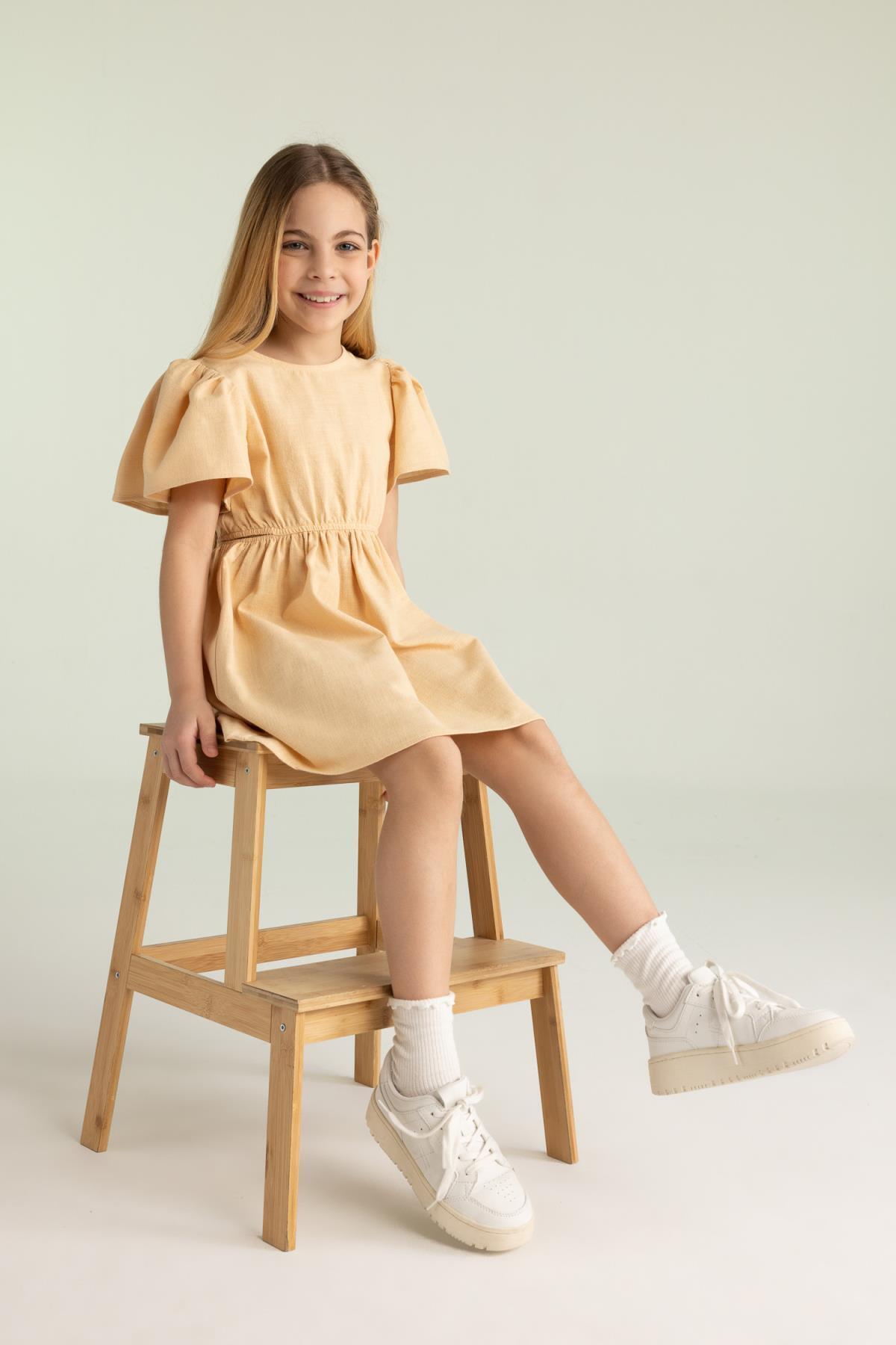 لباس مجلسی دخترانه بژ دفکتوDefacto | Z8283A623SM اورجینال - تصویر 3