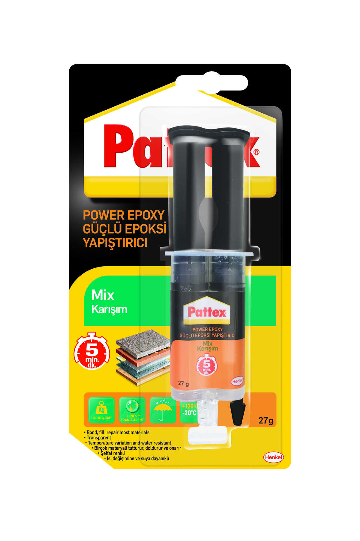 Genel Markalar 3'lü Paket Power Epoxy Güçlü Epoksi Yapıştırıcı Mix Karışım 27 gr