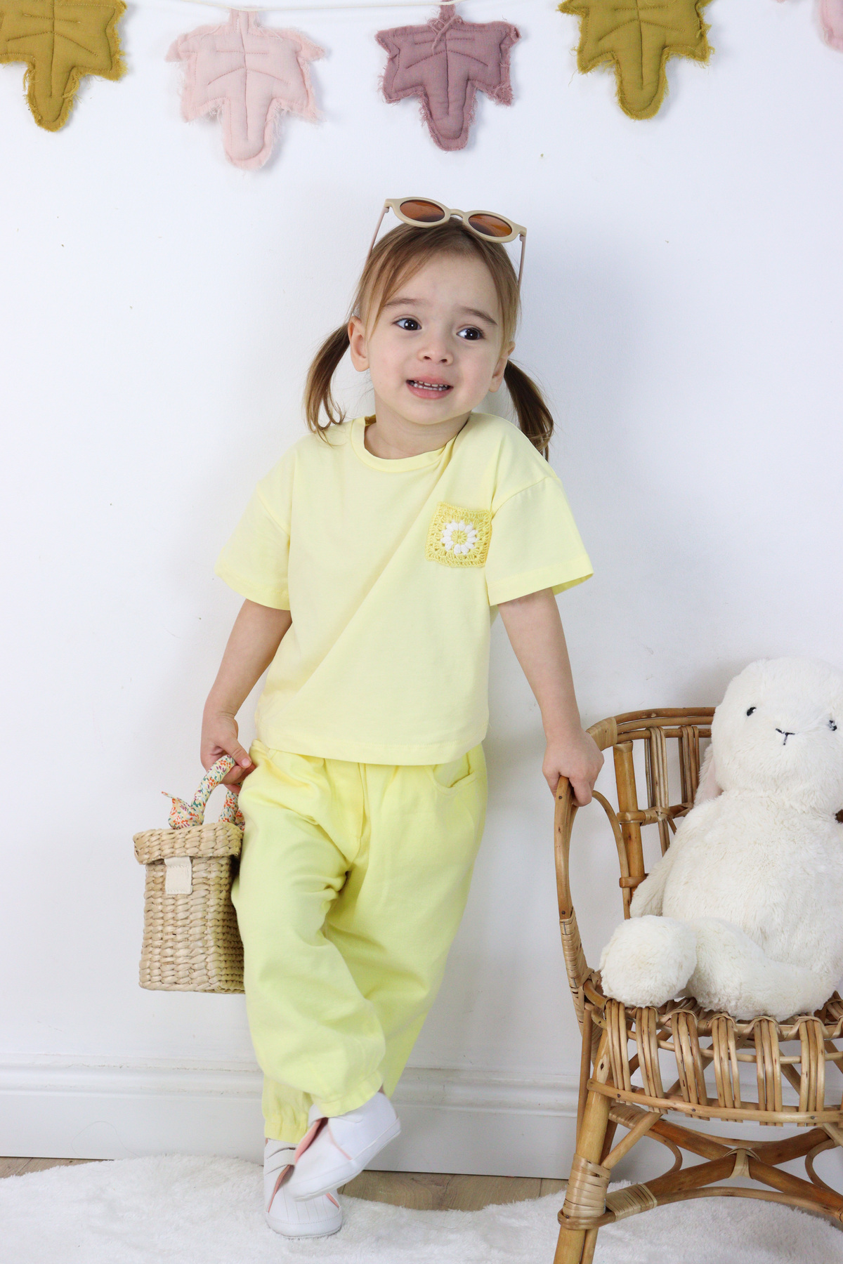 HARİKA KİDS Kız Çocuk Keten Şortlu Nakışlı Şortlu İkili Takım fotoğrafı 6 (önizleme)