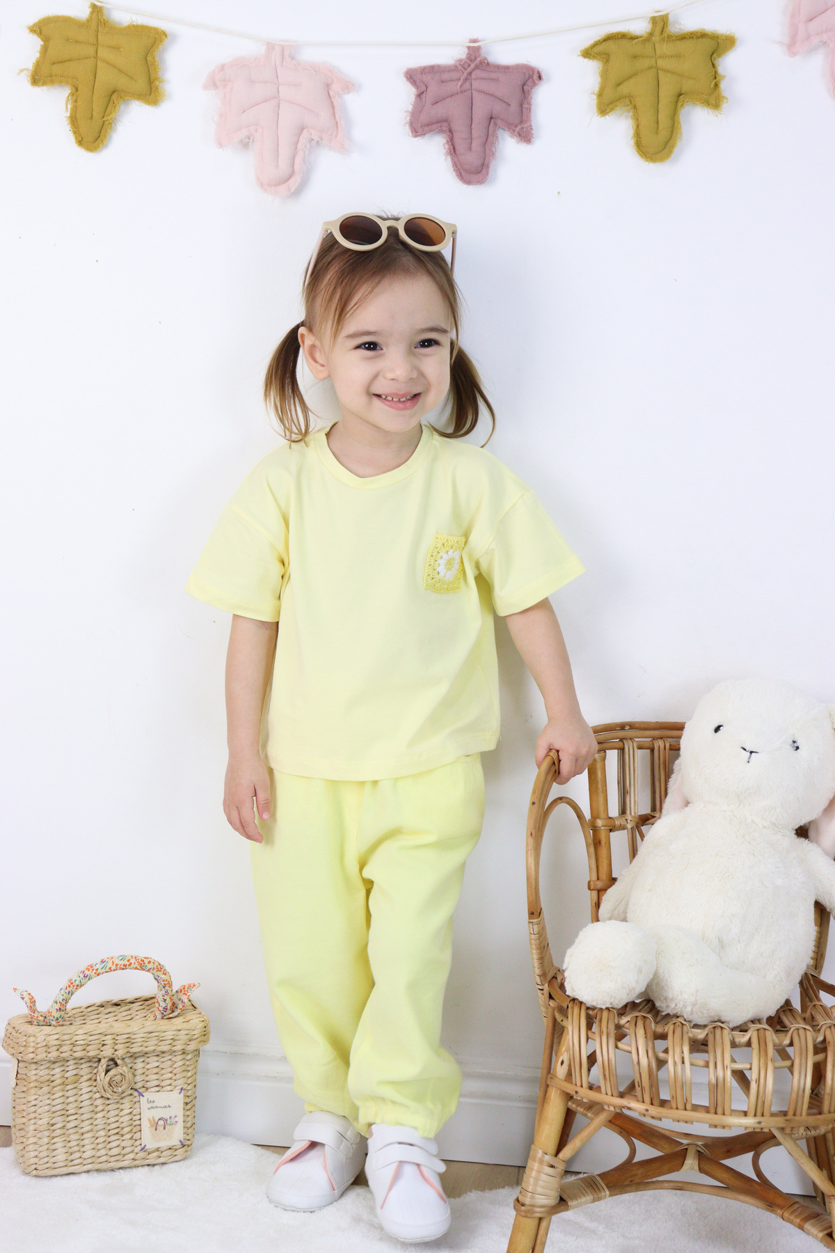 HARİKA KİDS Kız Çocuk Keten Şortlu Nakışlı Şortlu İkili Takım fotoğrafı 3 (önizleme)