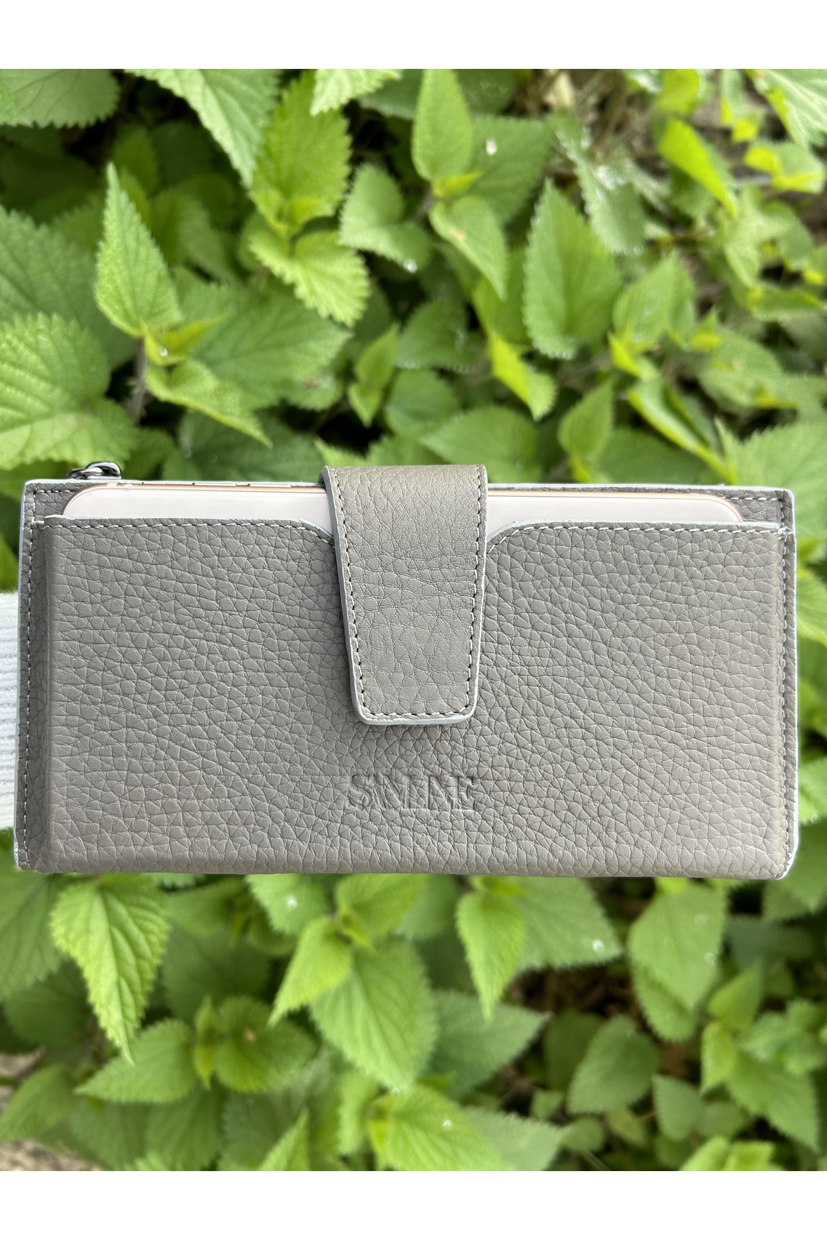 Genuine Leather Women's Wallet - Handheld Portfolio Grey