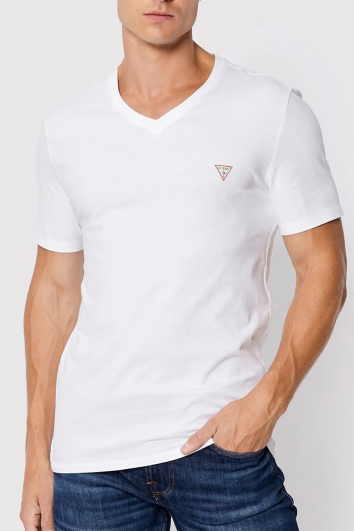 تی شرت سفید مردانه t shirt با آرم حدس Guess