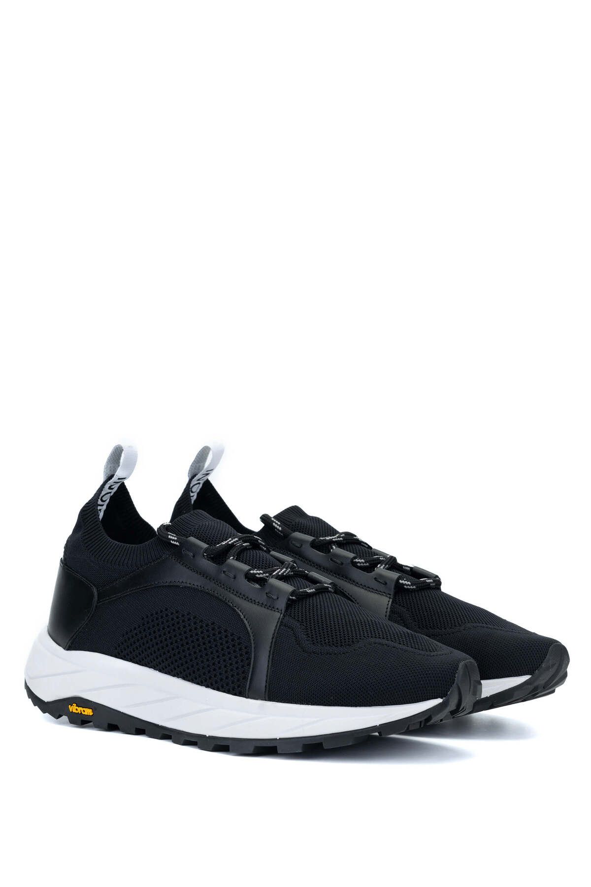 DINO BIGIONI-Men's Textile Leather Black Sneakers & Sports Shoes 5