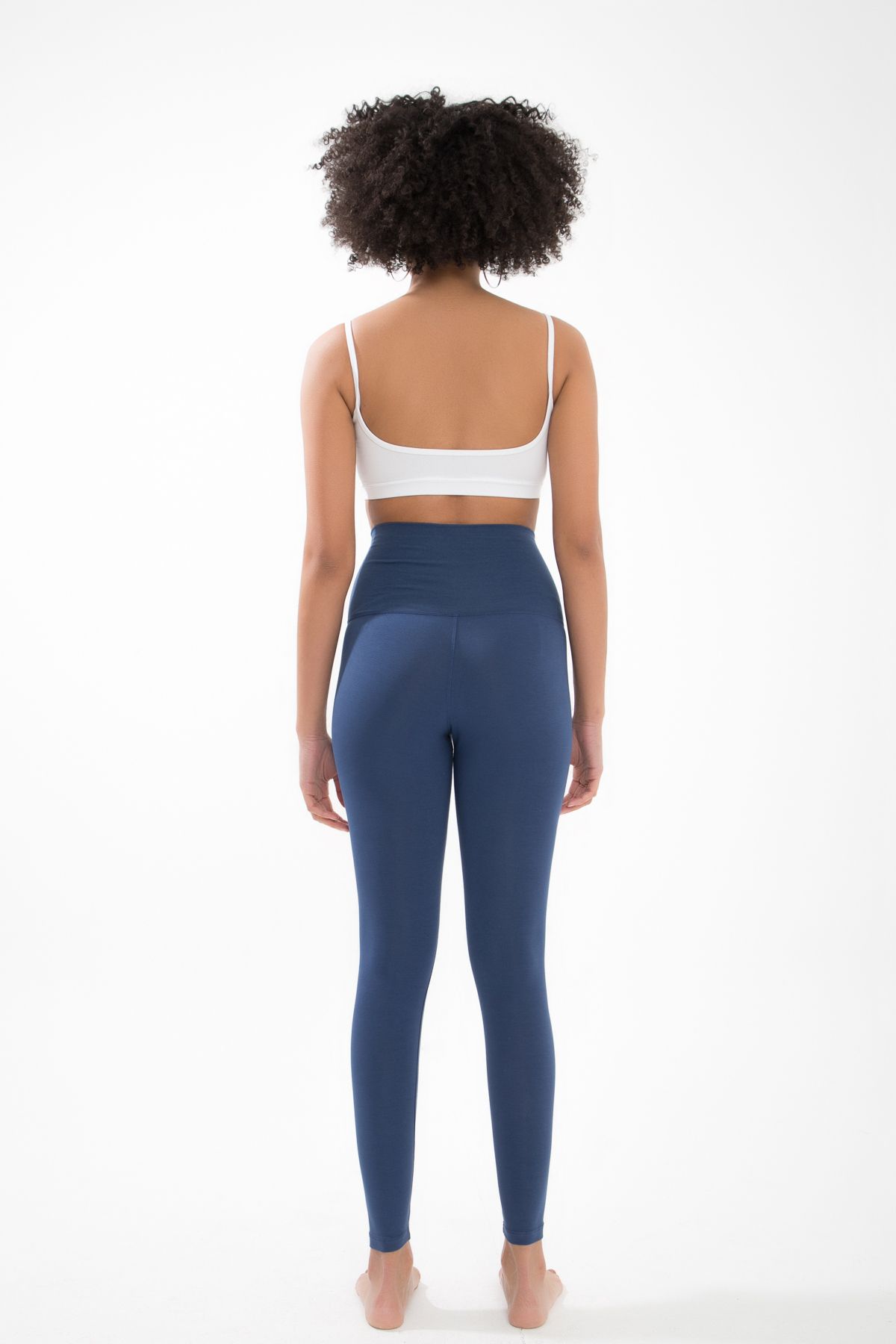 Comm-Ci-Amber Navy Blue 7/8 Super High Waist Organic Cotton Tight Long Sports Leggings 4