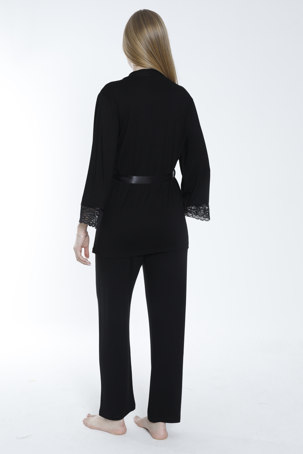 Miss Dünya Lissa Önden Bağlamalı Dantel Detaylı Hamile ve Lohusa Pijama Takımı fotoğrafı 2 (önizleme)