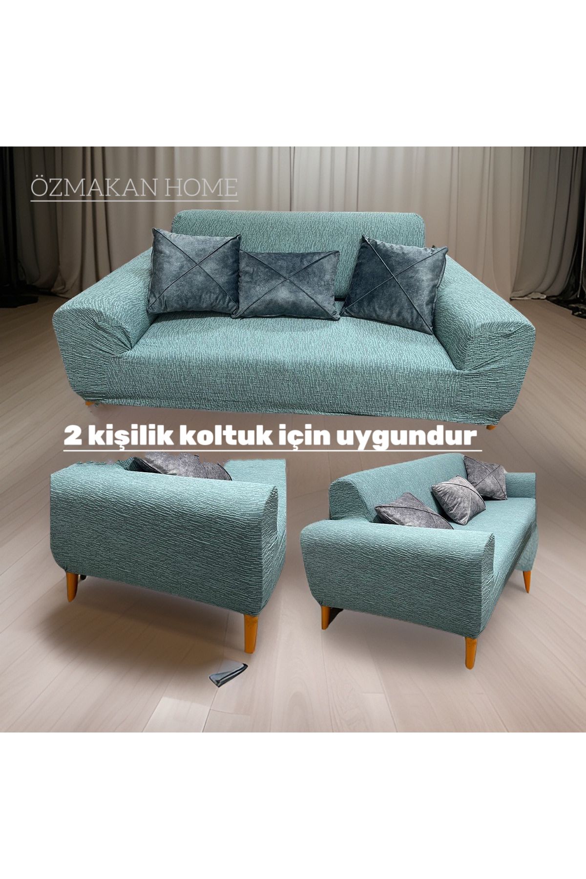 ÖZMAKAN Husa Canapea 2 Locuri, Husa Canapea 1 Bucata, Cu Elastic, Lavabila - Mărime unică