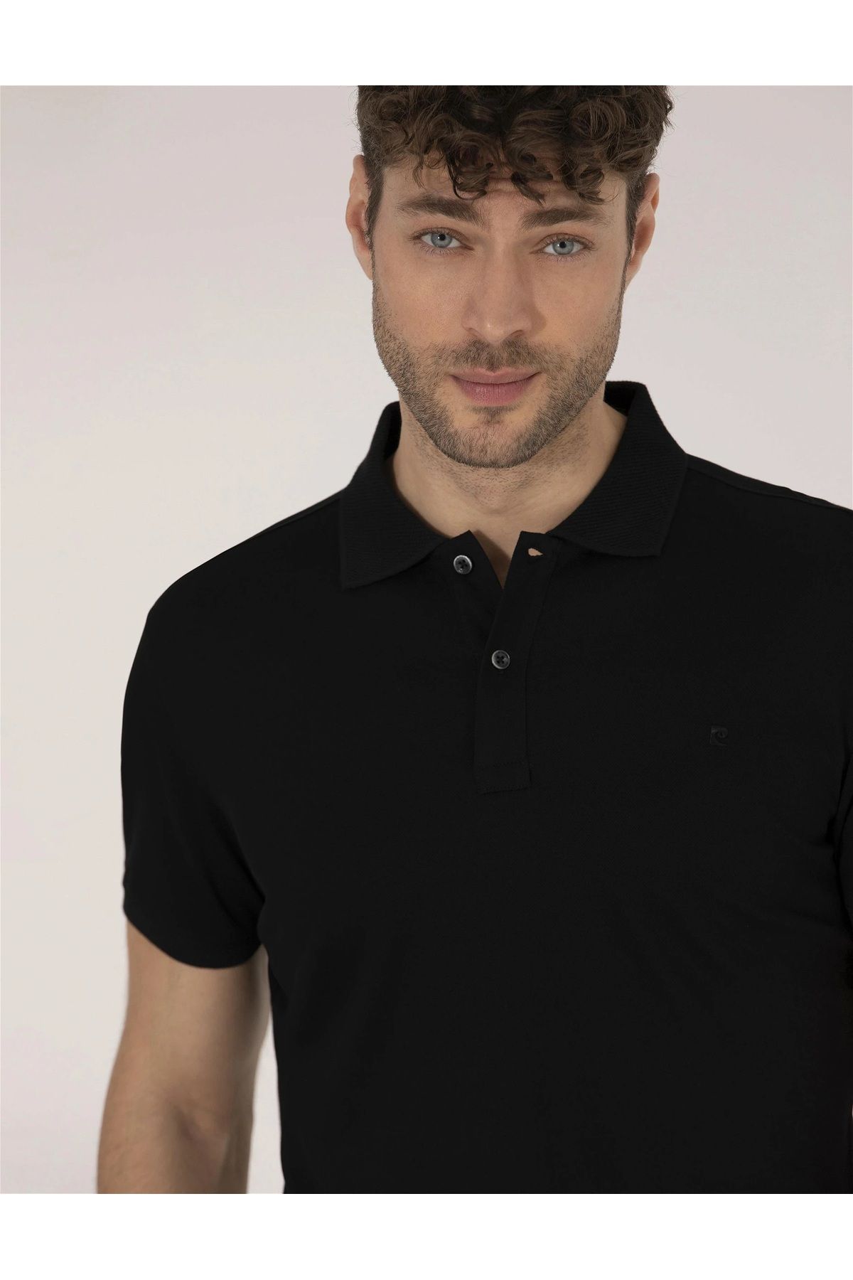 تی شرت یقه پولو مشکی مردانه SLIM FIT POLO YAKA 100 ٪ پنبه Pierre Cardin