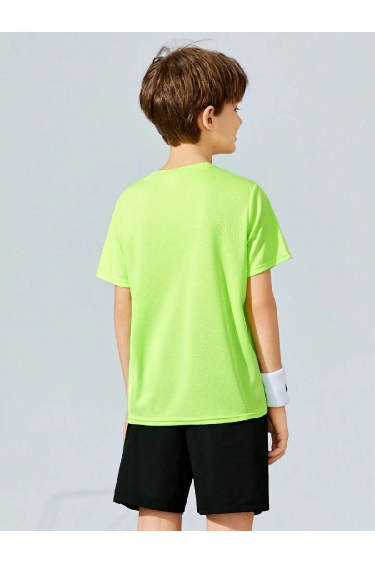 MORNİNG KİDS-Boy's Neon Green Black A Cool Kid Printed Shorts-T-Shirt Set 2