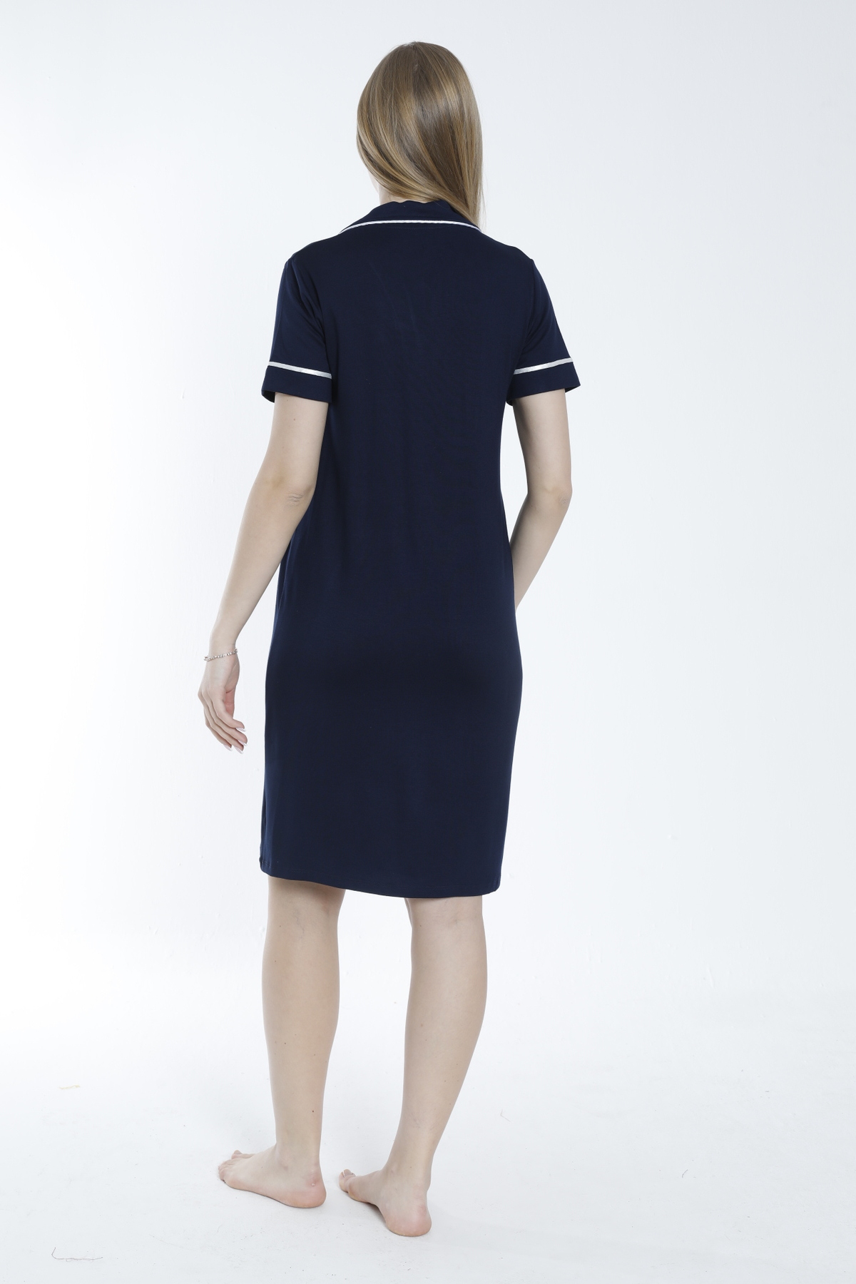 Miss Dünya Lissa Düğmeli Şerit Detaylı Hamile ve Lohusa Gecelik fotoğrafı 2 (önizleme)