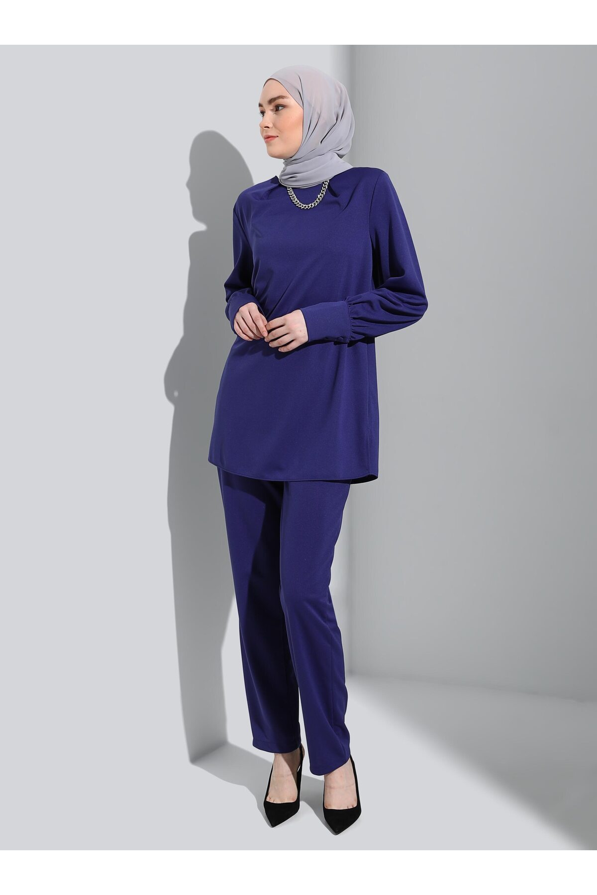 Refka Tunic & Trousers Double Set - Navy Blue - Refka