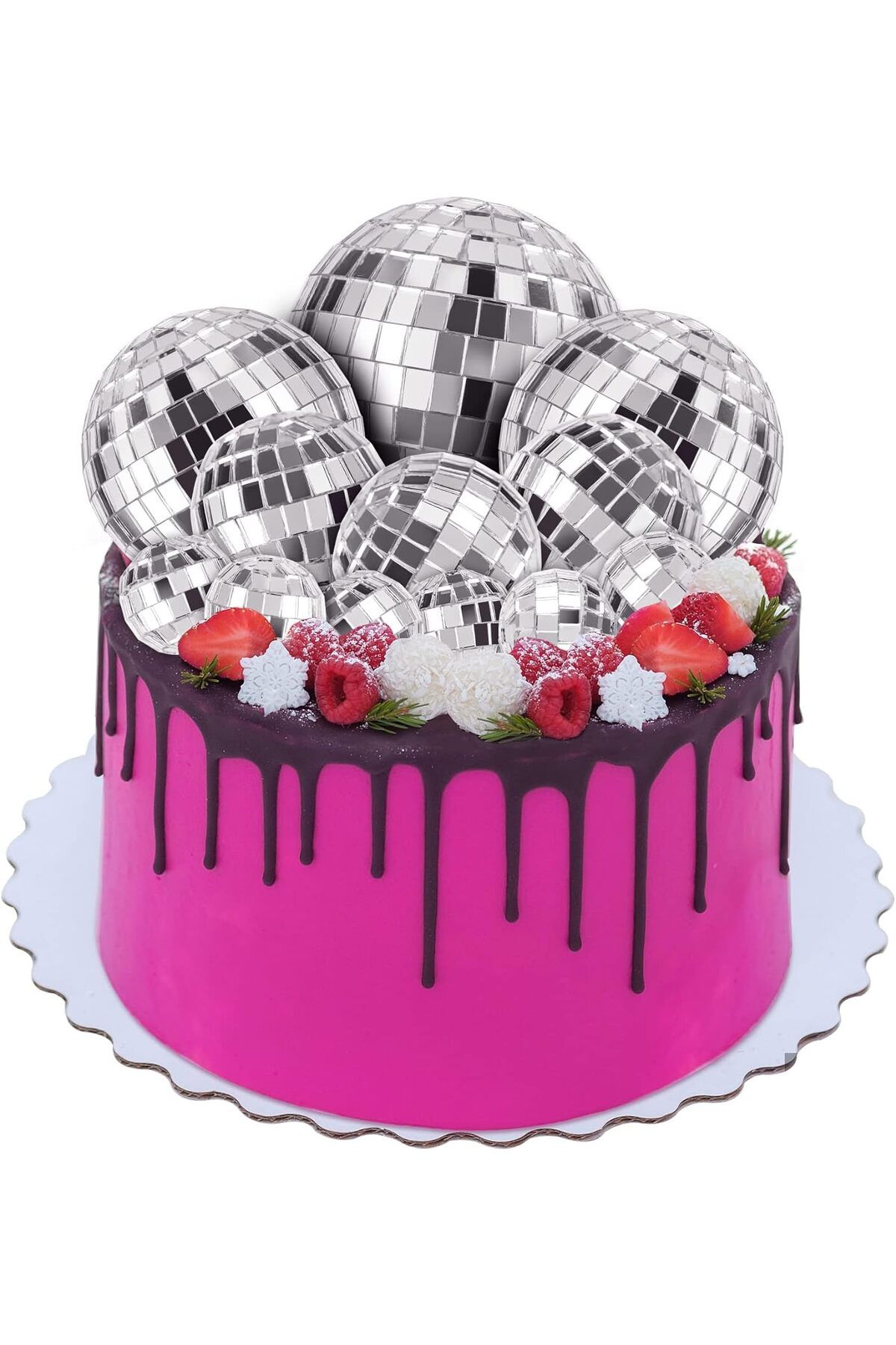 bizdenpastacılık-Disco Ball 2 cm 3 Pieces Gonderelectric Disco Ball Cake Ornament, Disco Ball Cake Decorations 4