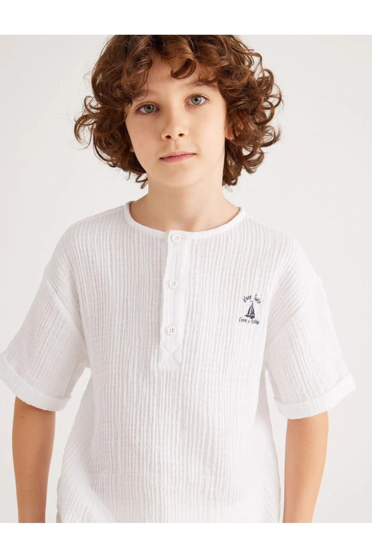 Koton-Boy's Shirt 4skb60011tw White 3