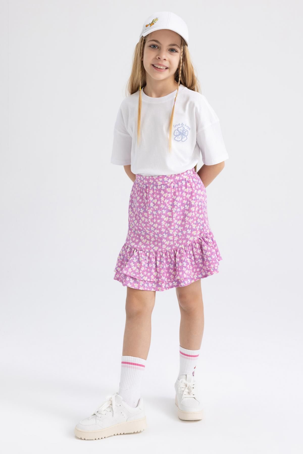 DeFacto-Kurzarm-T-Shirt-Rock für Mädchen, 2-teiliges Set Z8985a623sm 2