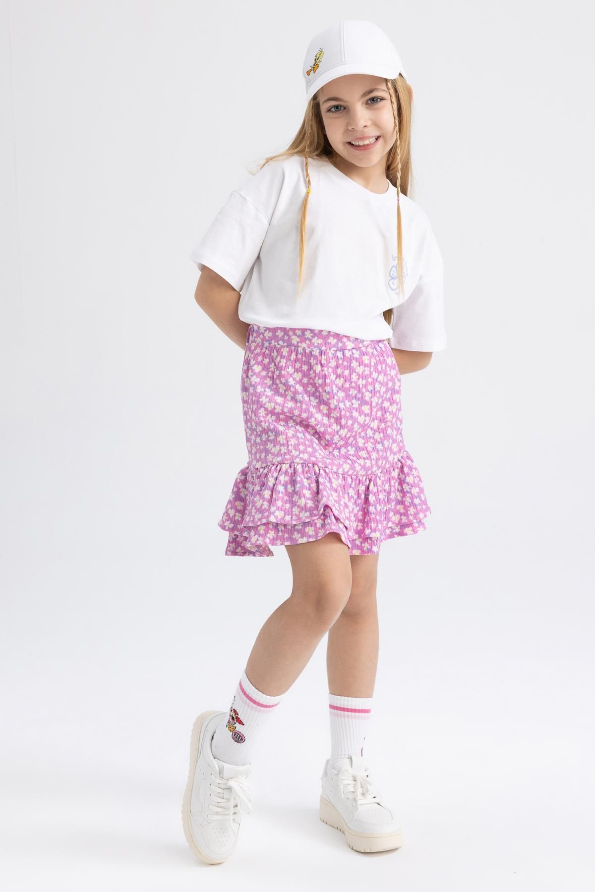 DeFacto-Kurzarm-T-Shirt-Rock für Mädchen, 2-teiliges Set Z8985a623sm 1