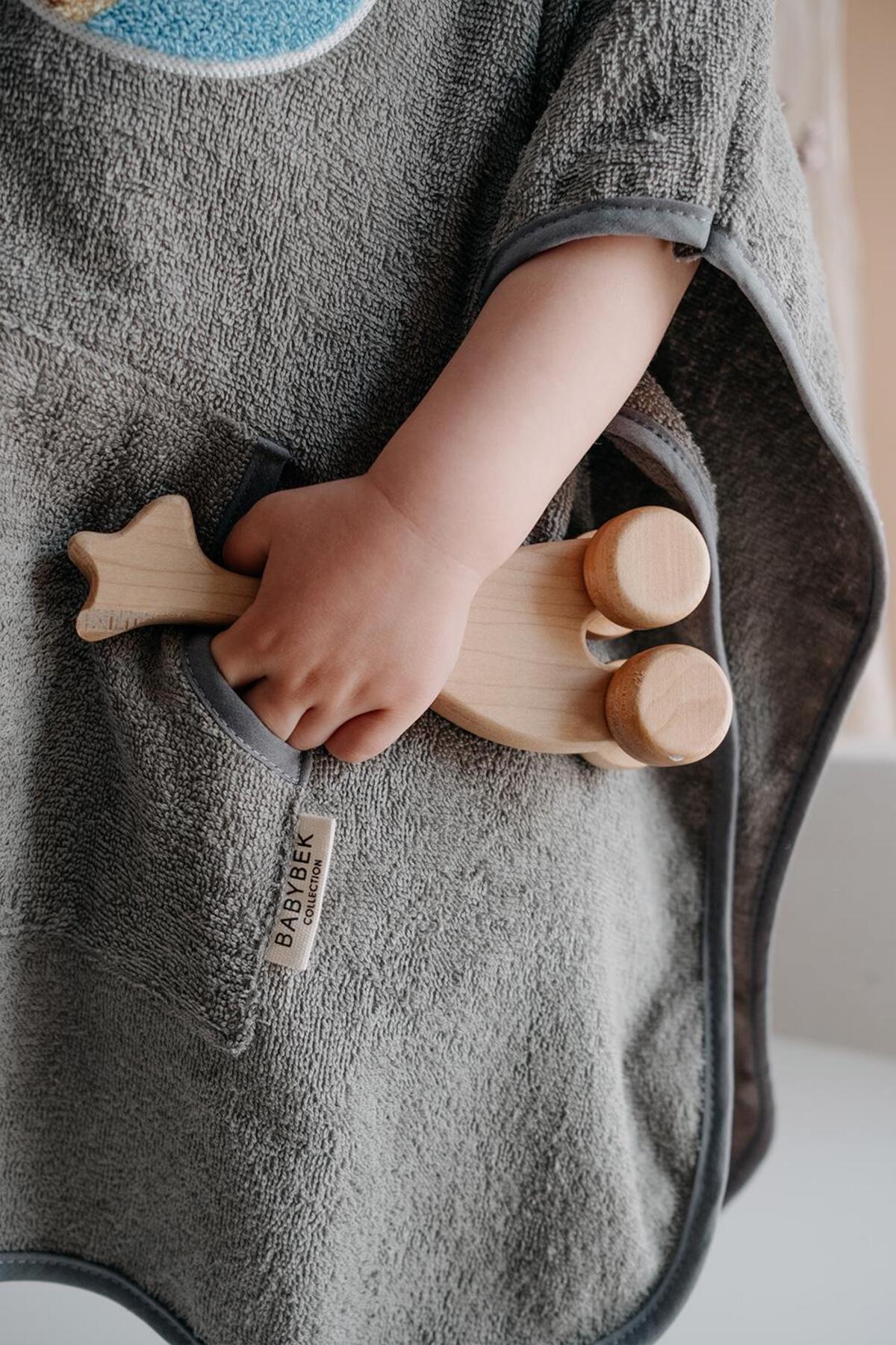 BABYBEK Happy Organik Havlu Çocuk Panço Bornoz - Unisex 1-5 Yaş Standart fotoğrafı 6 (önizleme)