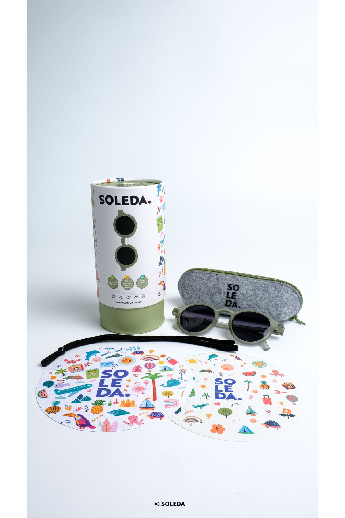 SOLEDA-نظارات شمسية باللون الأخضر الزيتوني للأطفال من سن 3 إلى 6 سنوات 4