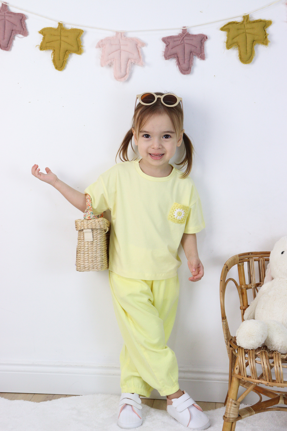 HARİKA KİDS Kız Çocuk Keten Şortlu Nakışlı Şortlu İkili Takım fotoğrafı 7 (önizleme)