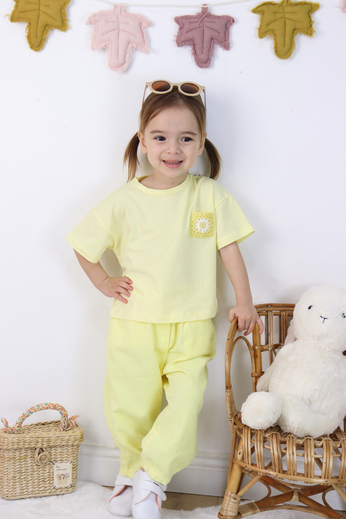 HARİKA KİDS Kız Çocuk Keten Şortlu Nakışlı Şortlu İkili Takım fotoğrafı 4 (önizleme)