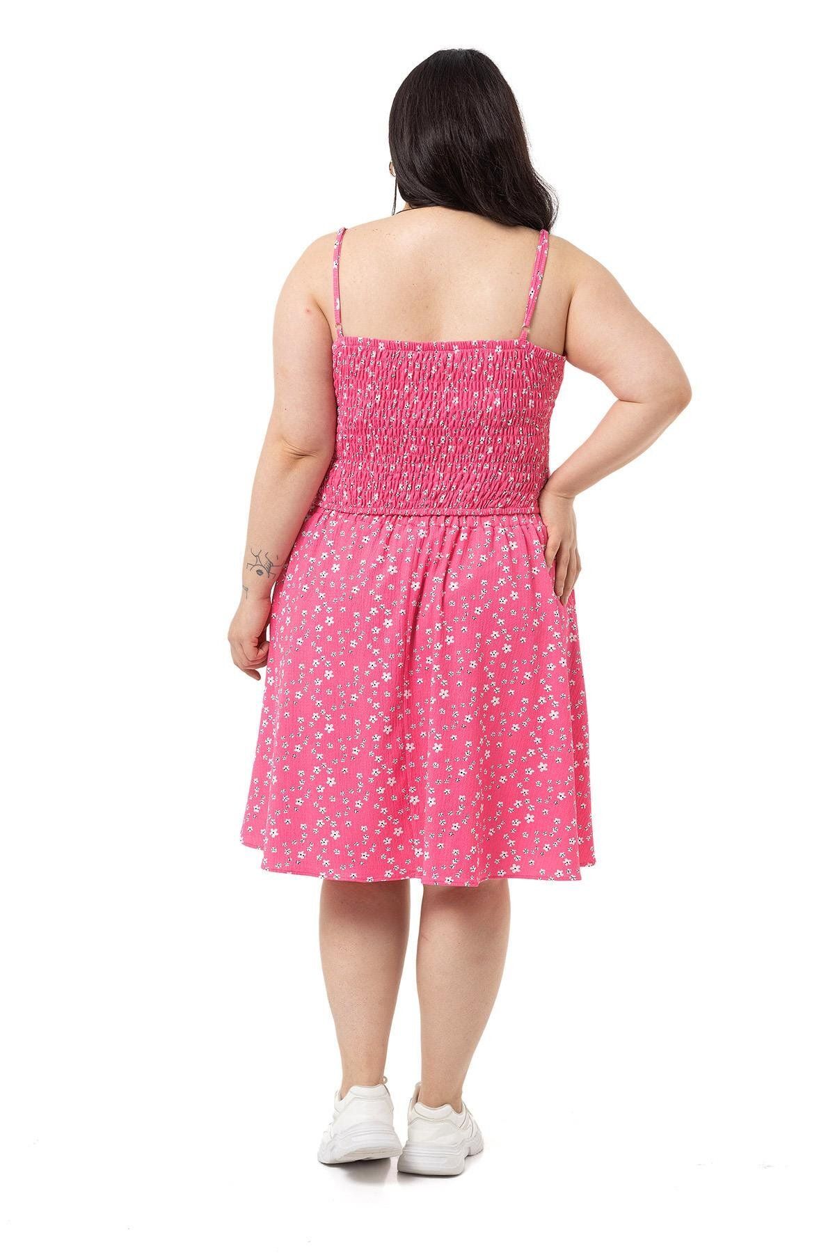 DISENTIS MODEST-Plus Size Adjustable Thin Strap Blouse Skirt Fuchsia Double Set 3