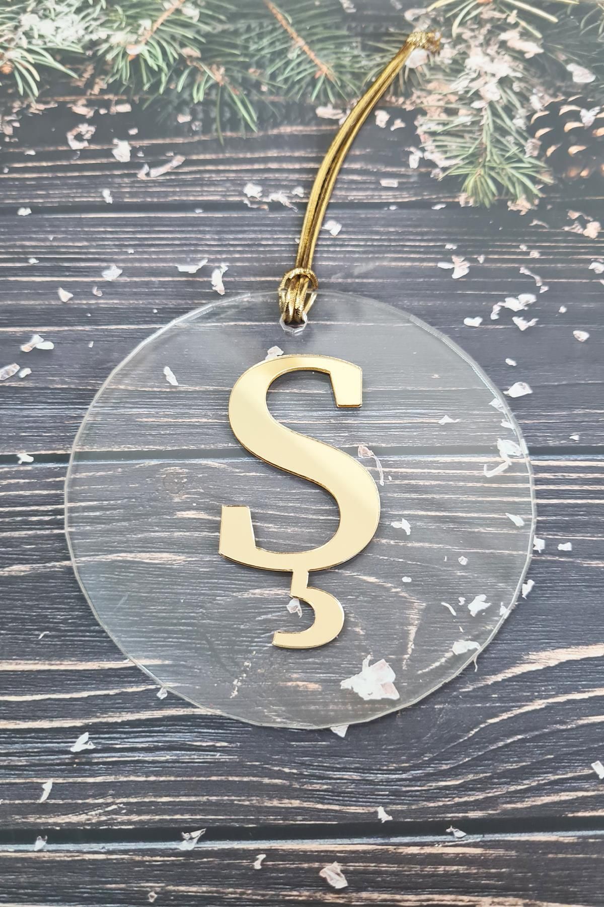 PEKSHOP-New Year's Tree Ornament with Initials - Gold Initial New Year's Ornament 1
