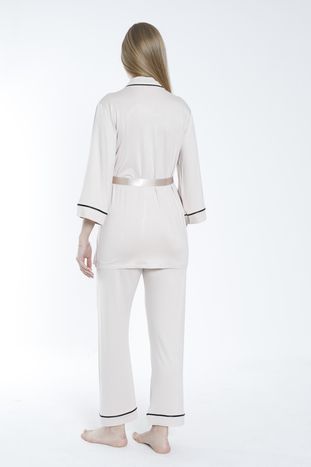 Miss Dünya Lissa Önden Bağlamalı Şerit Yakalı Hamile ve Lohusa Pijama Takımı fotoğrafı 2 (önizleme)