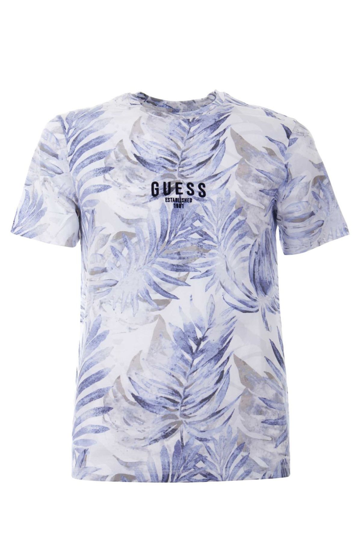 تی شرت آبی مردانه Flower t shirt اورجینال Guess