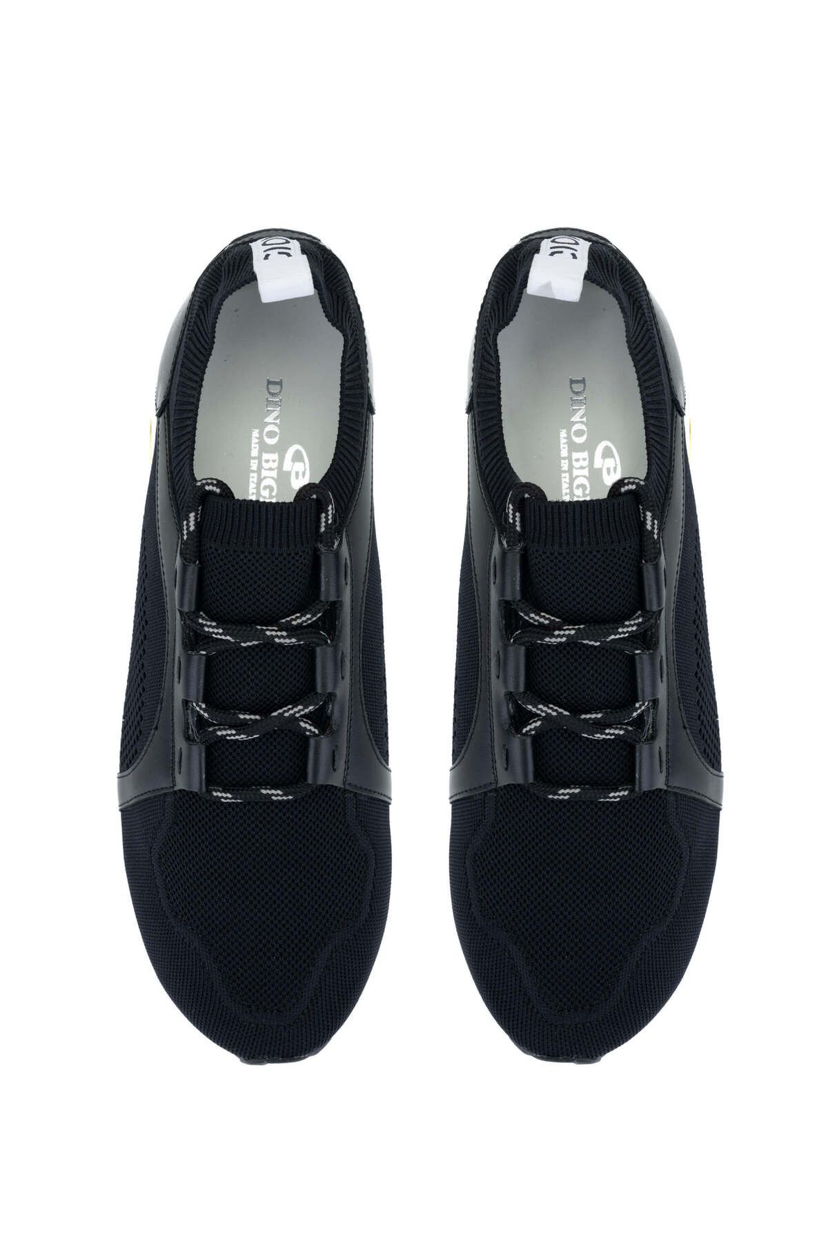 DINO BIGIONI-Men's Textile Leather Black Sneakers & Sports Shoes 4