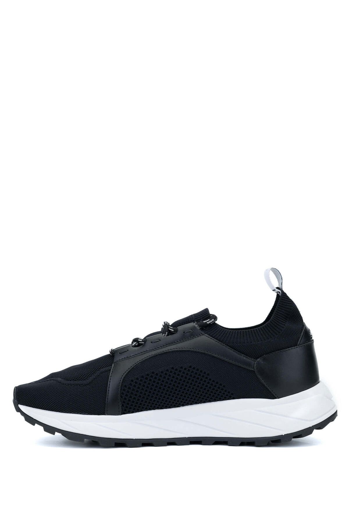 DINO BIGIONI-Men's Textile Leather Black Sneakers & Sports Shoes 2