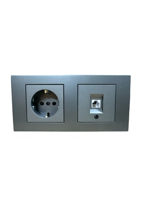ga gözde aydınlatma OVİVO GRANO FÜME TOPRAKLI PRİZ+NÜMERİS  +İKİLİ ÇERÇEVE SET
