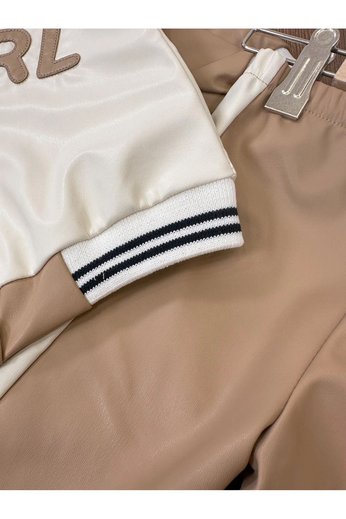 Bolly Baby-Artificial Leather Set (YAPAY-SUNİ) Girl Detailed Cotton Lined College Baby Girl Set 5
