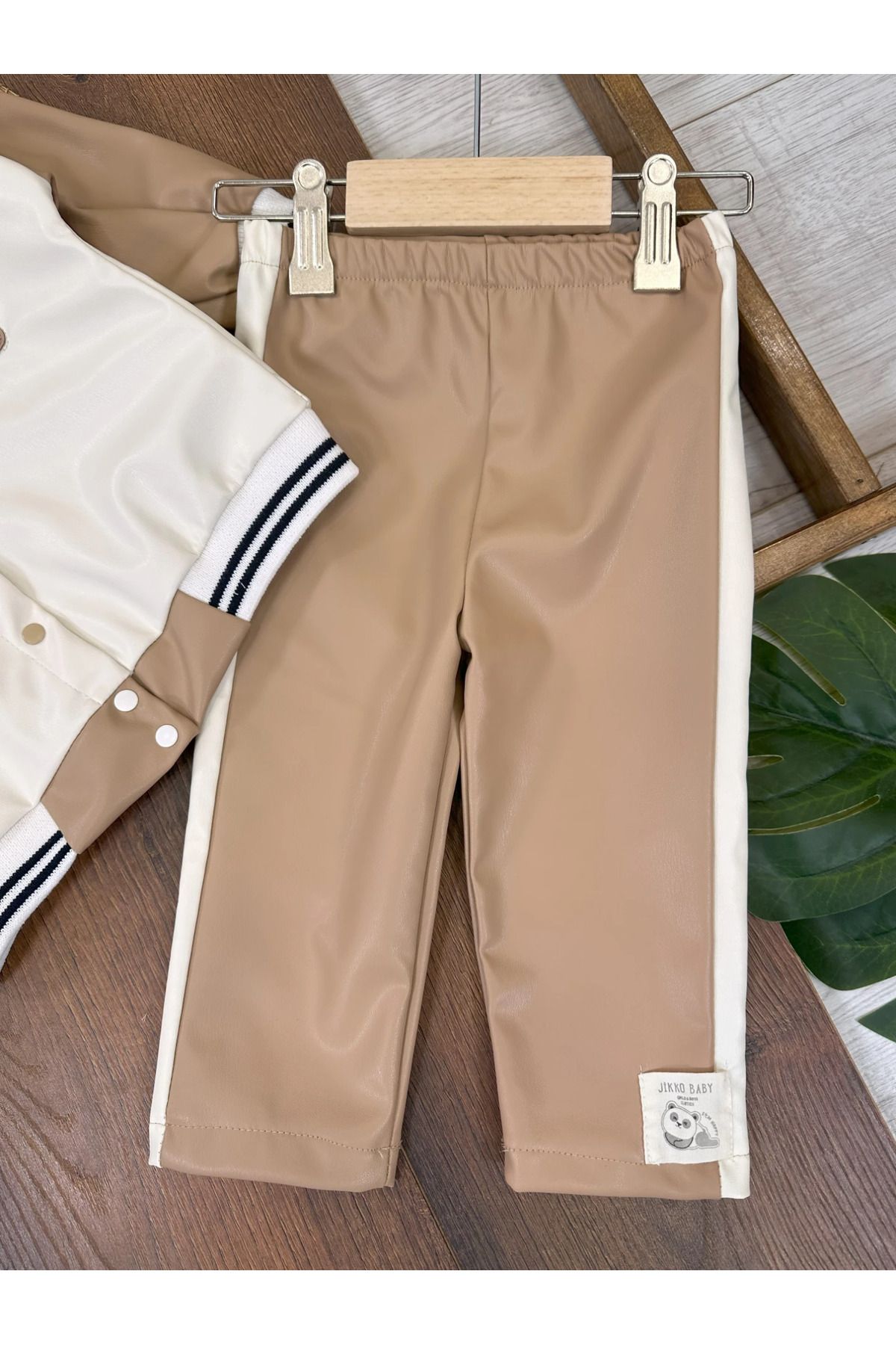 Bolly Baby-Artificial Leather Set (YAPAY-SUNİ) Girl Detailed Cotton Lined College Baby Girl Set 2
