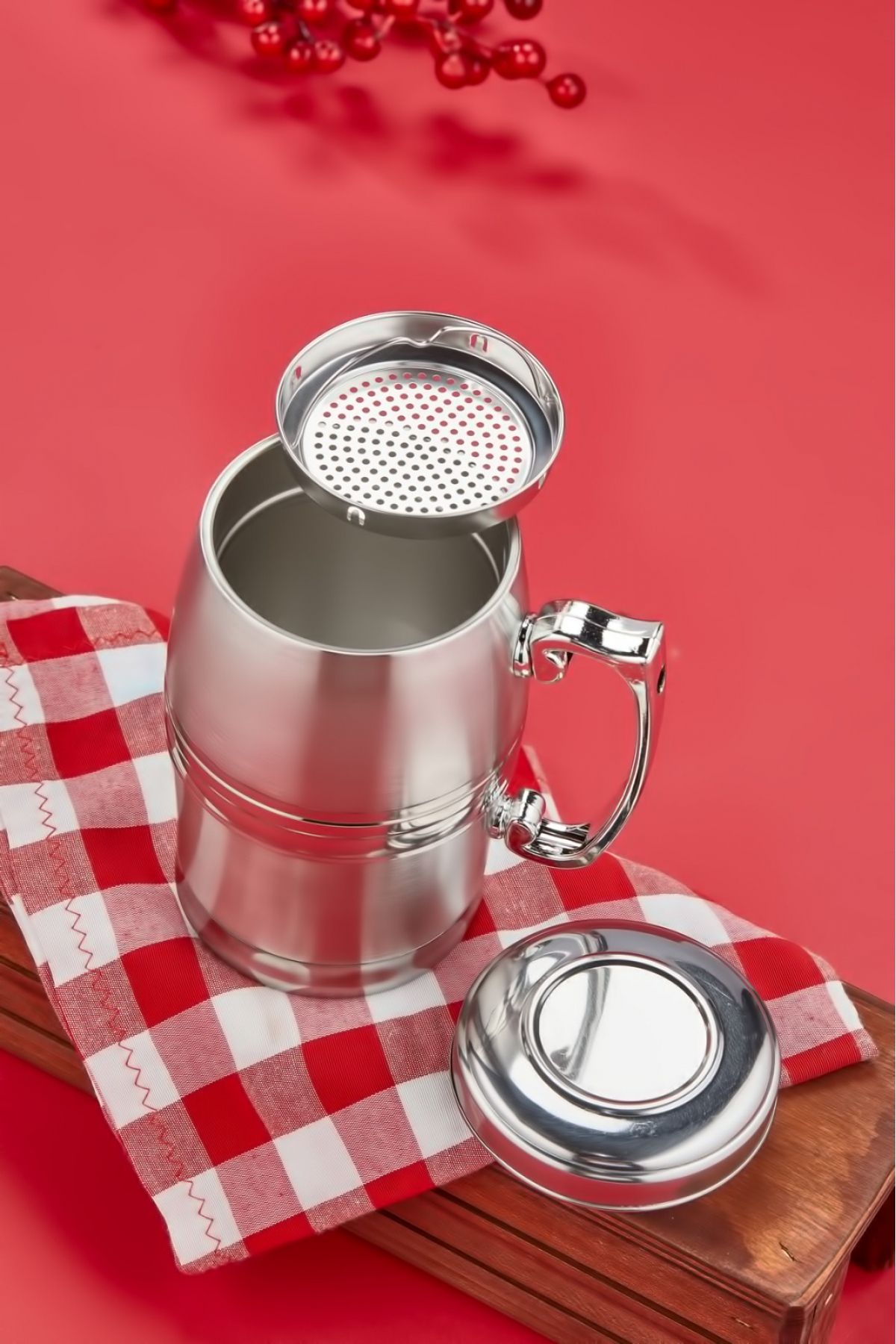 فلاسک خاکستری 380 میل فنجان استیل ضد زنگ Cooker