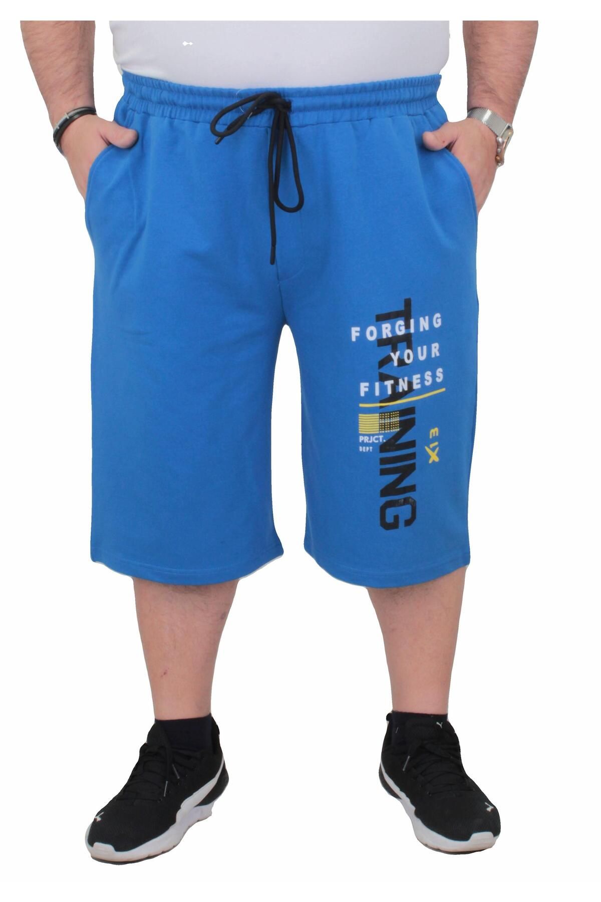 MocGrande Pantaloni Scurți Din Bumbac Pieptănat De Mărime Mare Pentru Bărbați - Antrenament Saks Masculin - 3XL