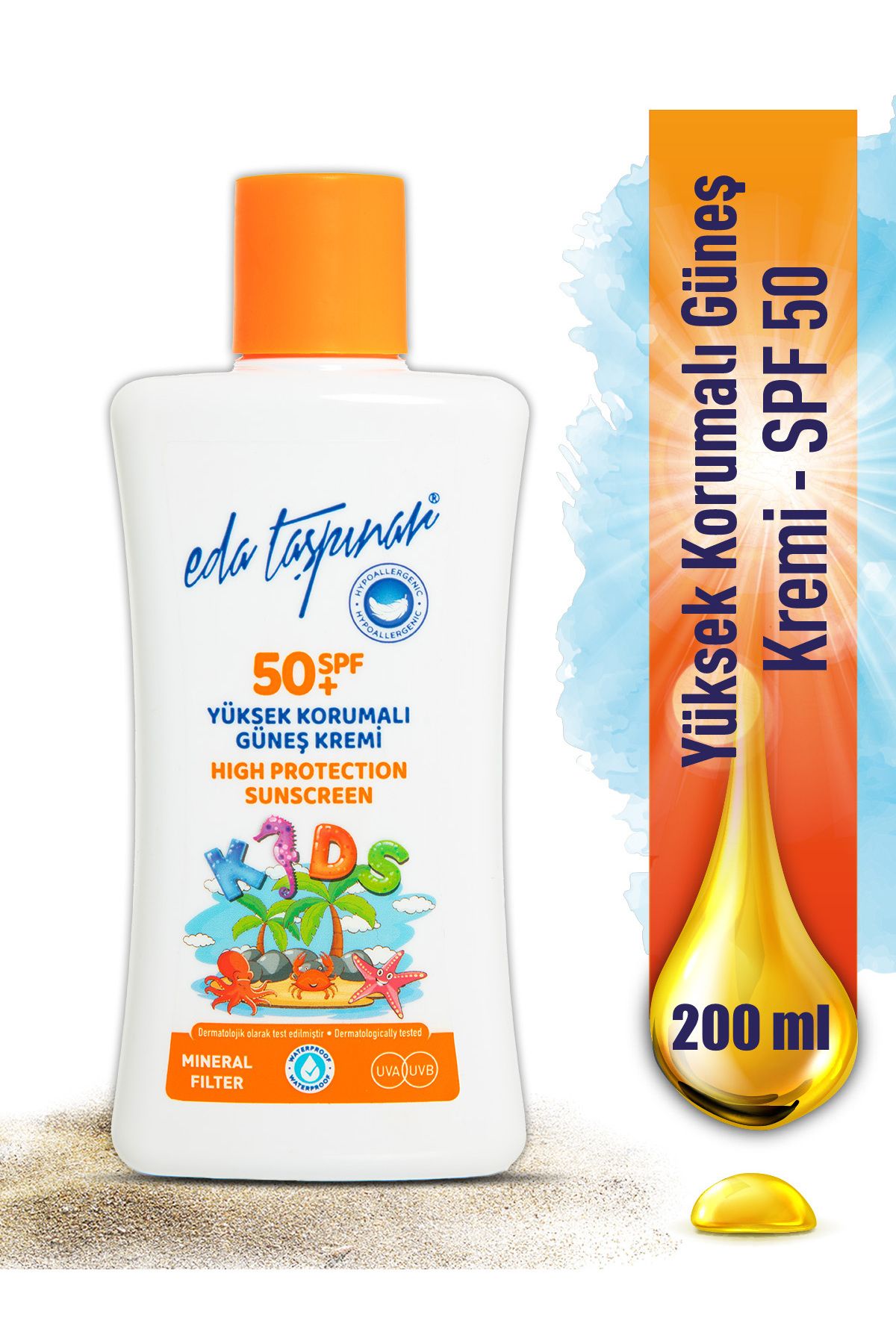 کرم ضد آفتاب صورت FILTER MINERAL HIGH SUN CREAM SPF 50 KIDS 200ML EGX83 Eda Taşpınar
