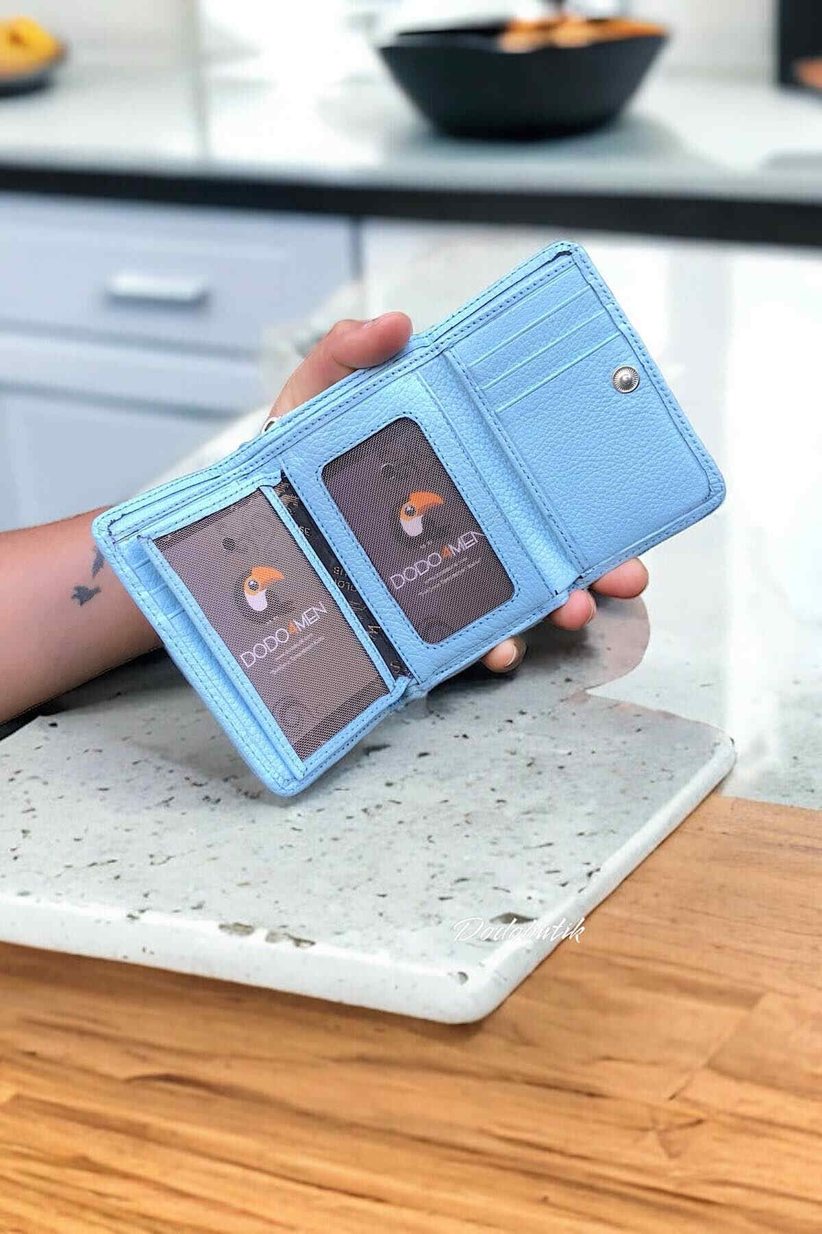 Genuine Leather Women's Ice Blue Wallet