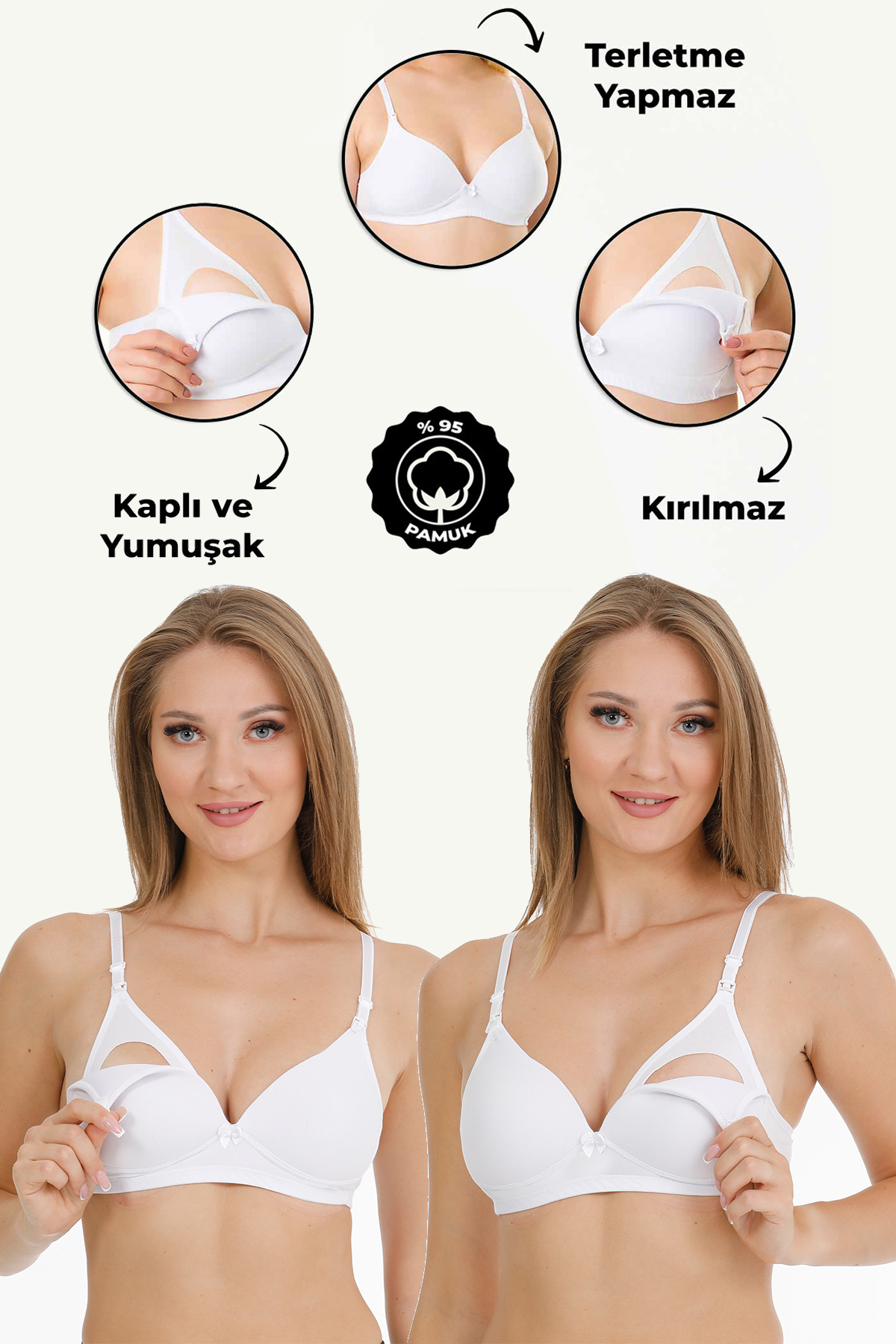 par lingerie pl 2Lİ MODAL KAPLI EMZİRME SÜTYENİ BEYAZ