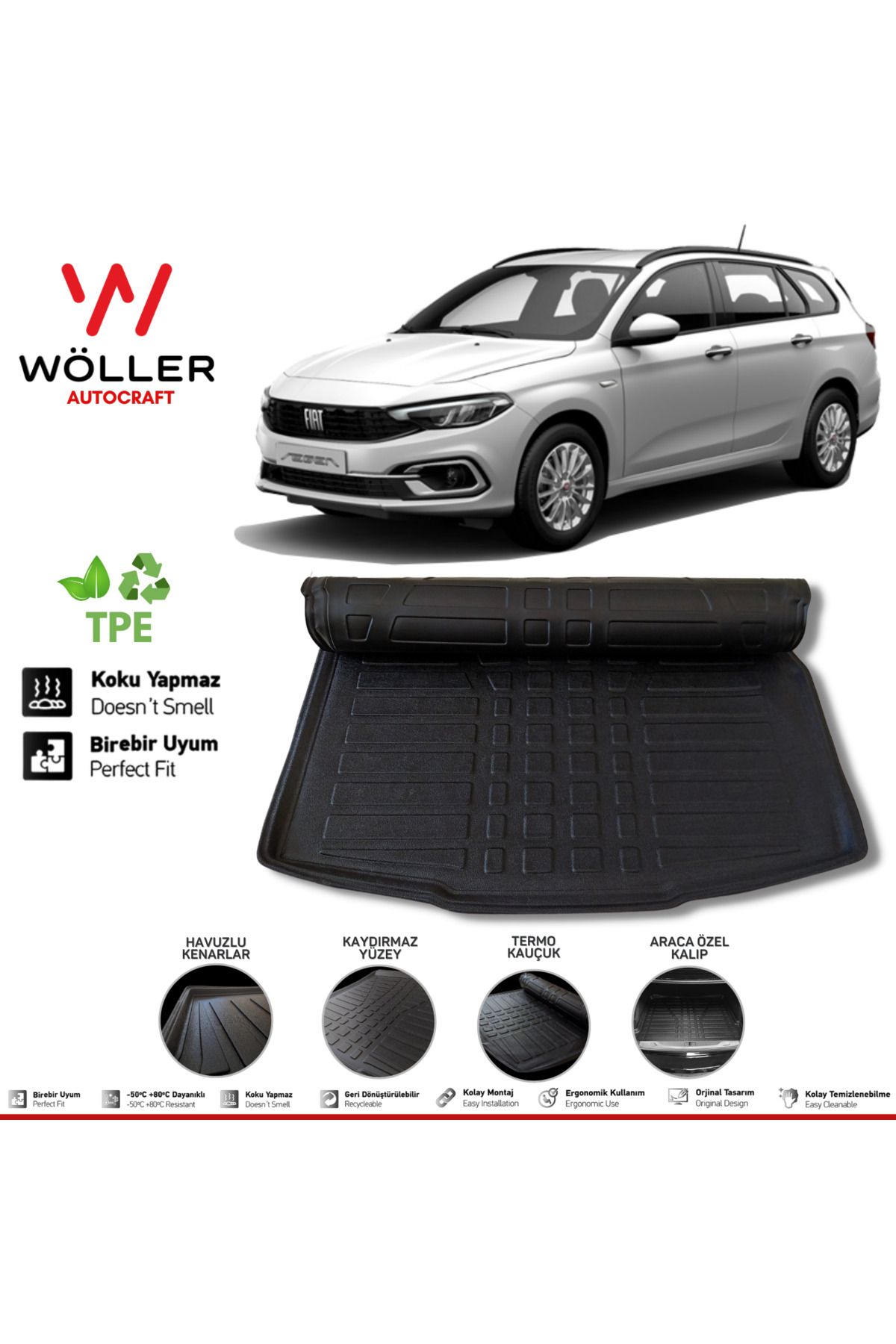 Багажный пул Wöller Fiat Egea Station Wagon после 2015 года 3d Ultraflex Flexible wöllerultraflex151